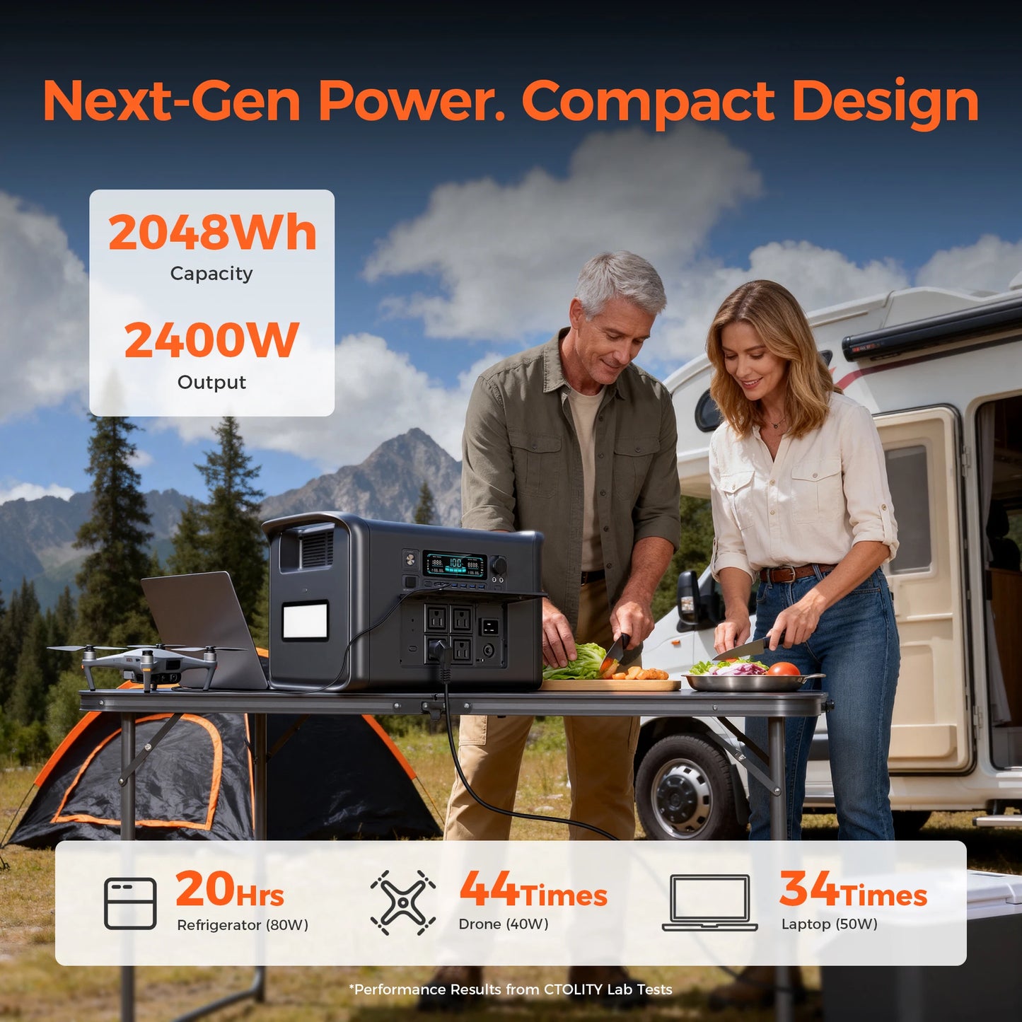 CTOLITY Outdoor Portable Power Station 1800W 2400W Fast Charge