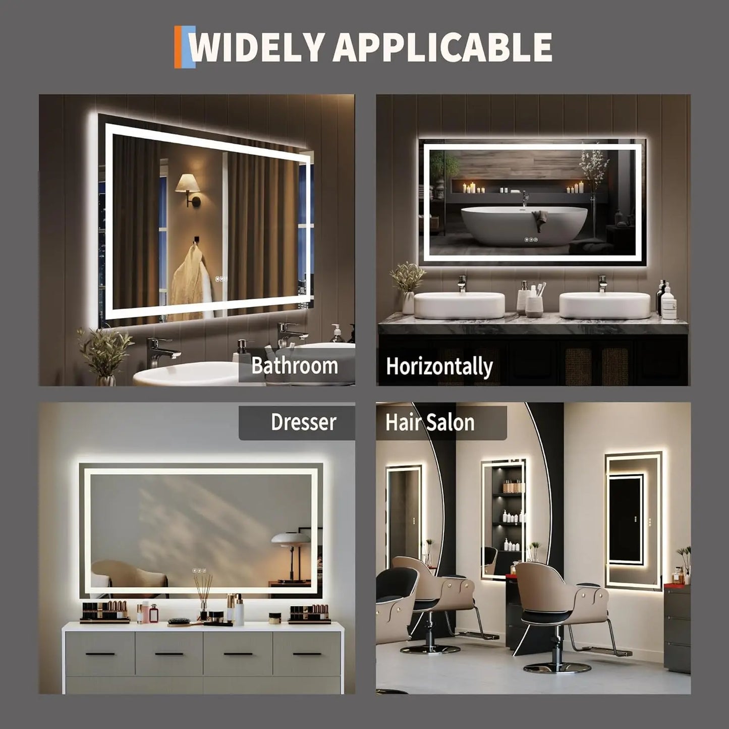 Twister.Ck Wall Mounted Frameless Front And Backlit Bathroom Mirror