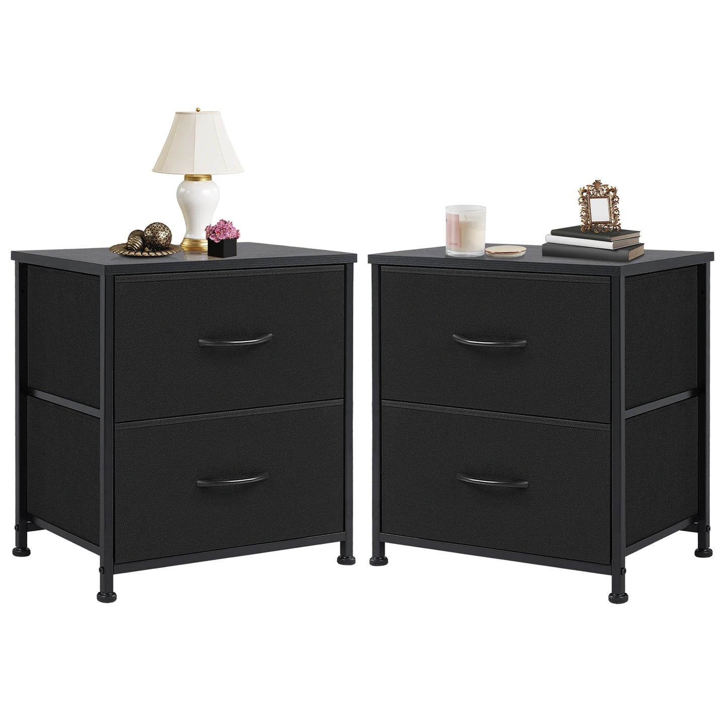 JHK Nightstand With Storage Drawers And Cabinet For Bedroom