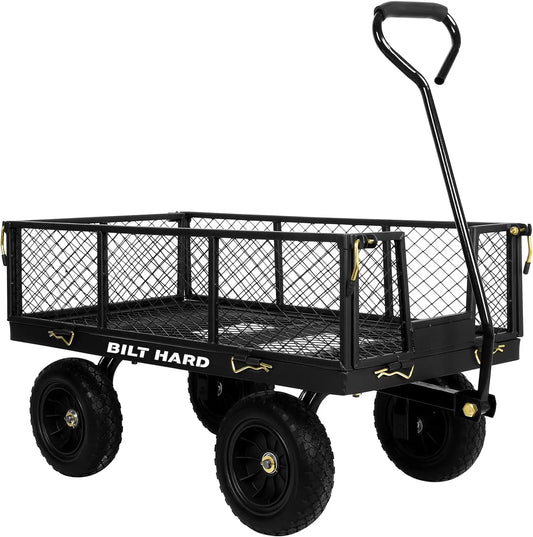 Bilt Hard 400 Lb Capacity Garden Cart With Flat Free Steel Tires