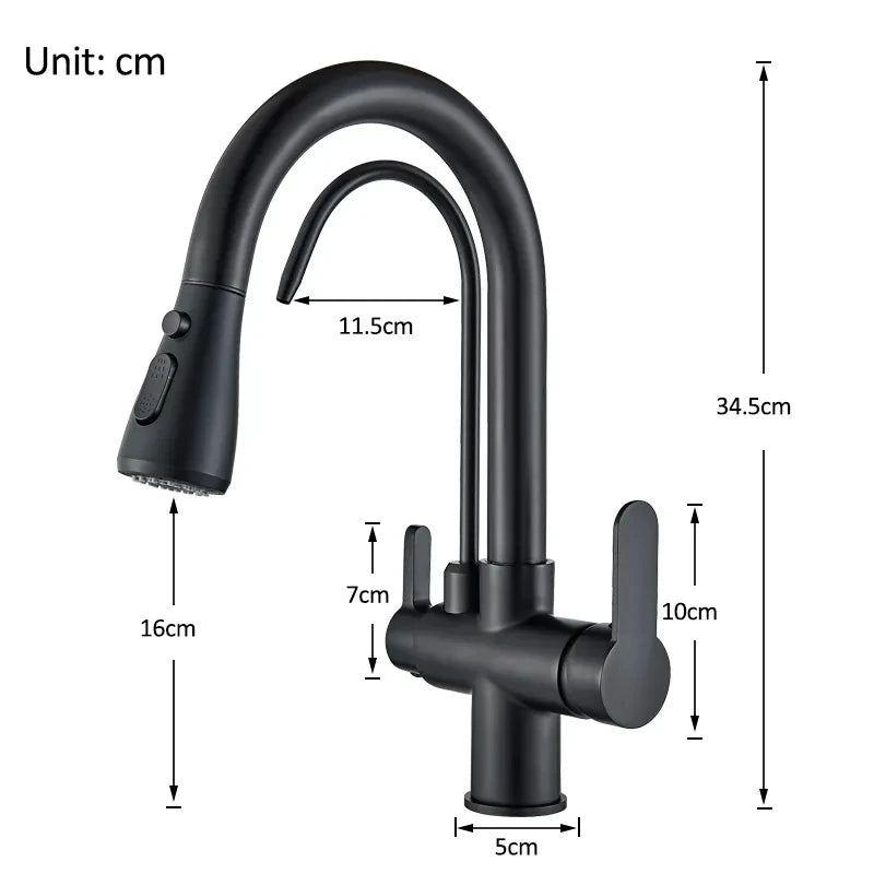 Onyzpily Deck Mounted Brass Dual Handle Kitchen Faucet