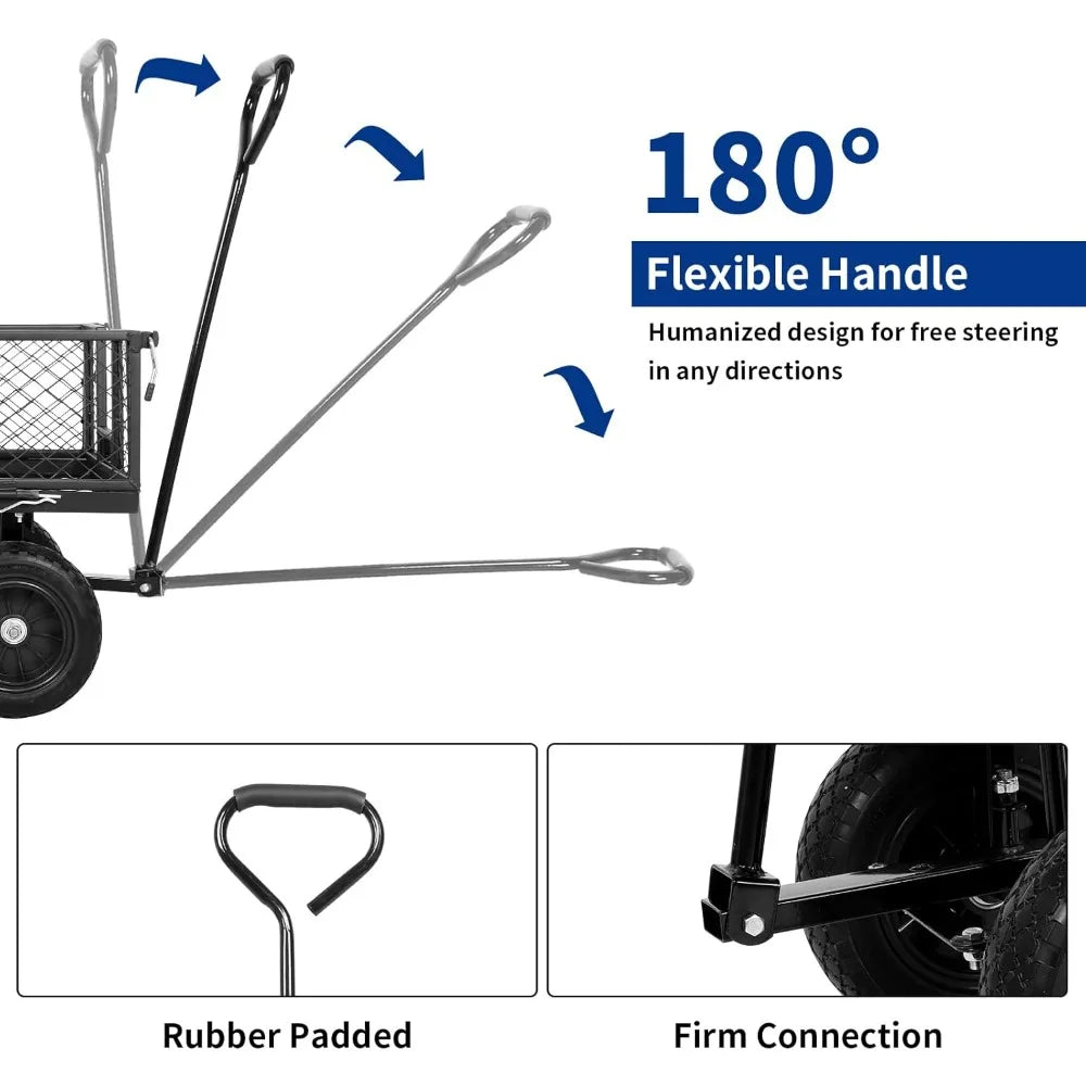 Bilt Hard 400 Lb Capacity Garden Cart With Flat Free Steel Tires