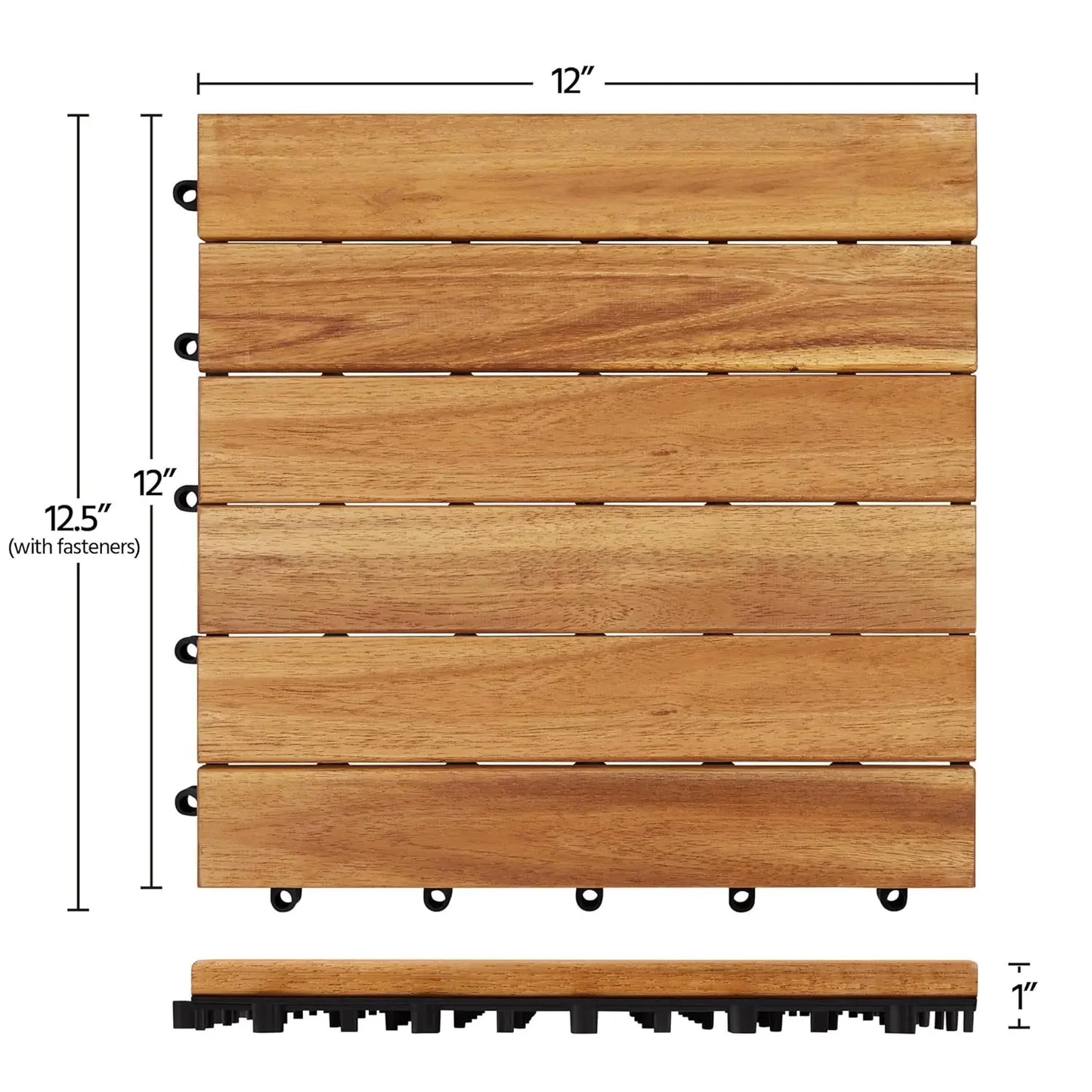 Acacia Wood Interlocking Flooring Tiles Waterproof For Outdoor And Indoor