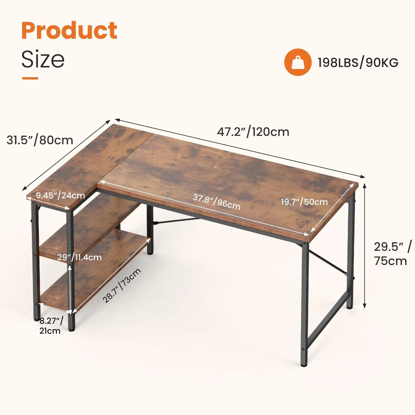 JHK L Shaped Desk Computer Desk With Reversible Storage Shelves