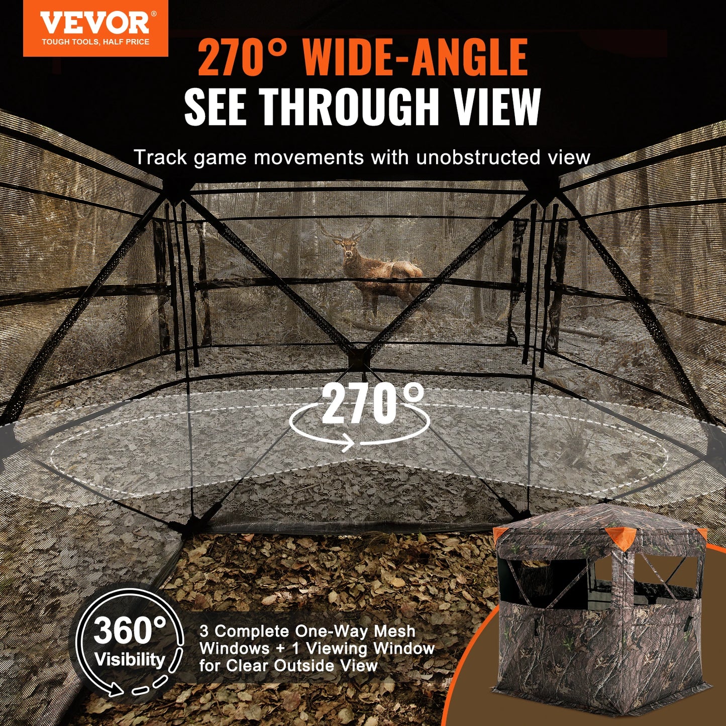 SucceBuy 270 Degree See Through Ground Blind Mesh For Hunting