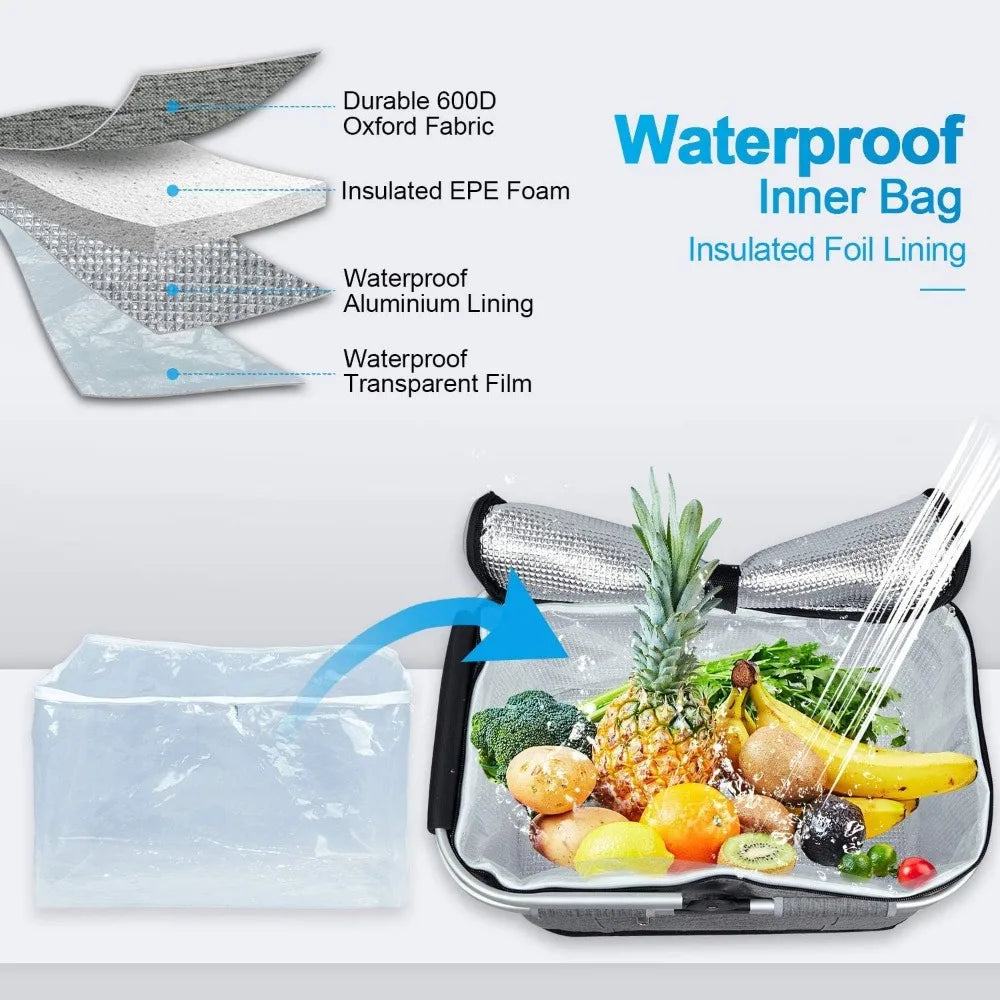 NBVCX Insulated Picnic Basket With Dual Pockets And Leakproof Foldable