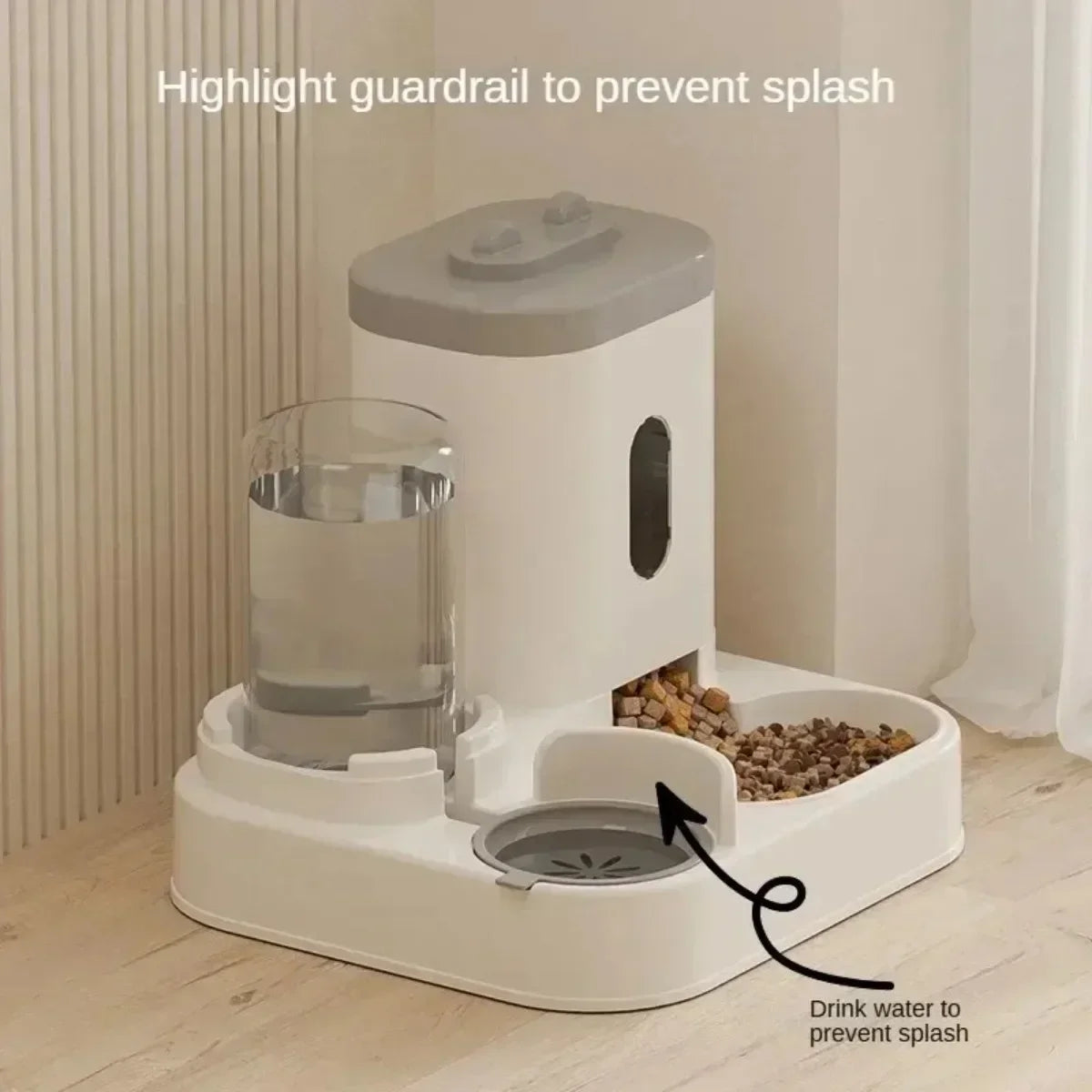 Automatic Pet Feeder With Water Fountain Large Capacity Storage