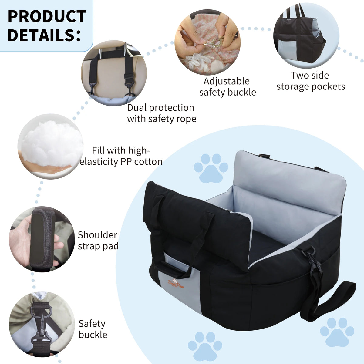 Borwart Portable Booster Pet Seat For Dogs Under 10kg