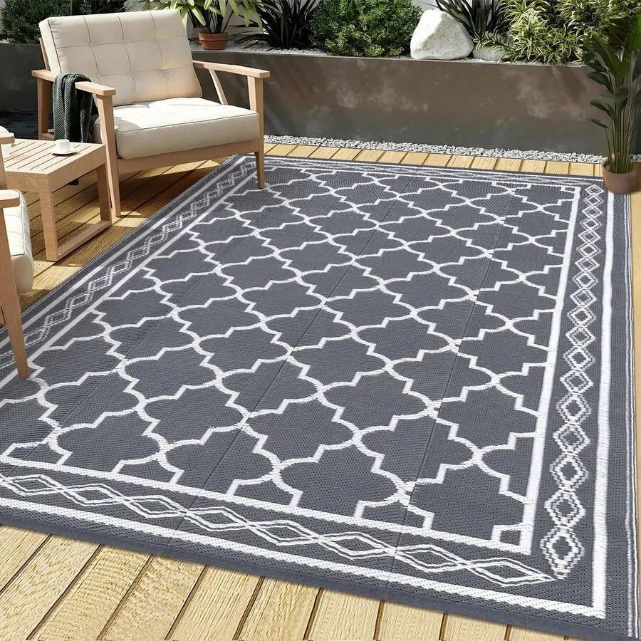 Modern Geometric Outdoor Rug Waterproof Patio Mat For Balcony RV