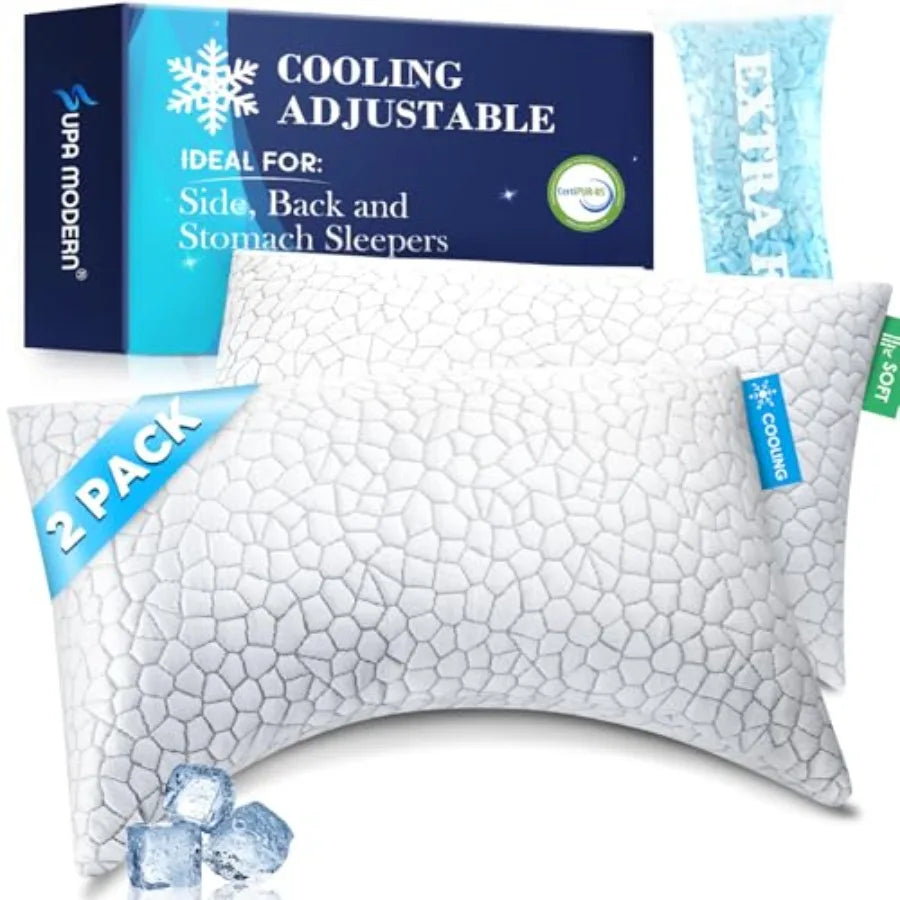 Side Sleeper Cervical Pillow 2 Pack, Ergonomic Cooling Design