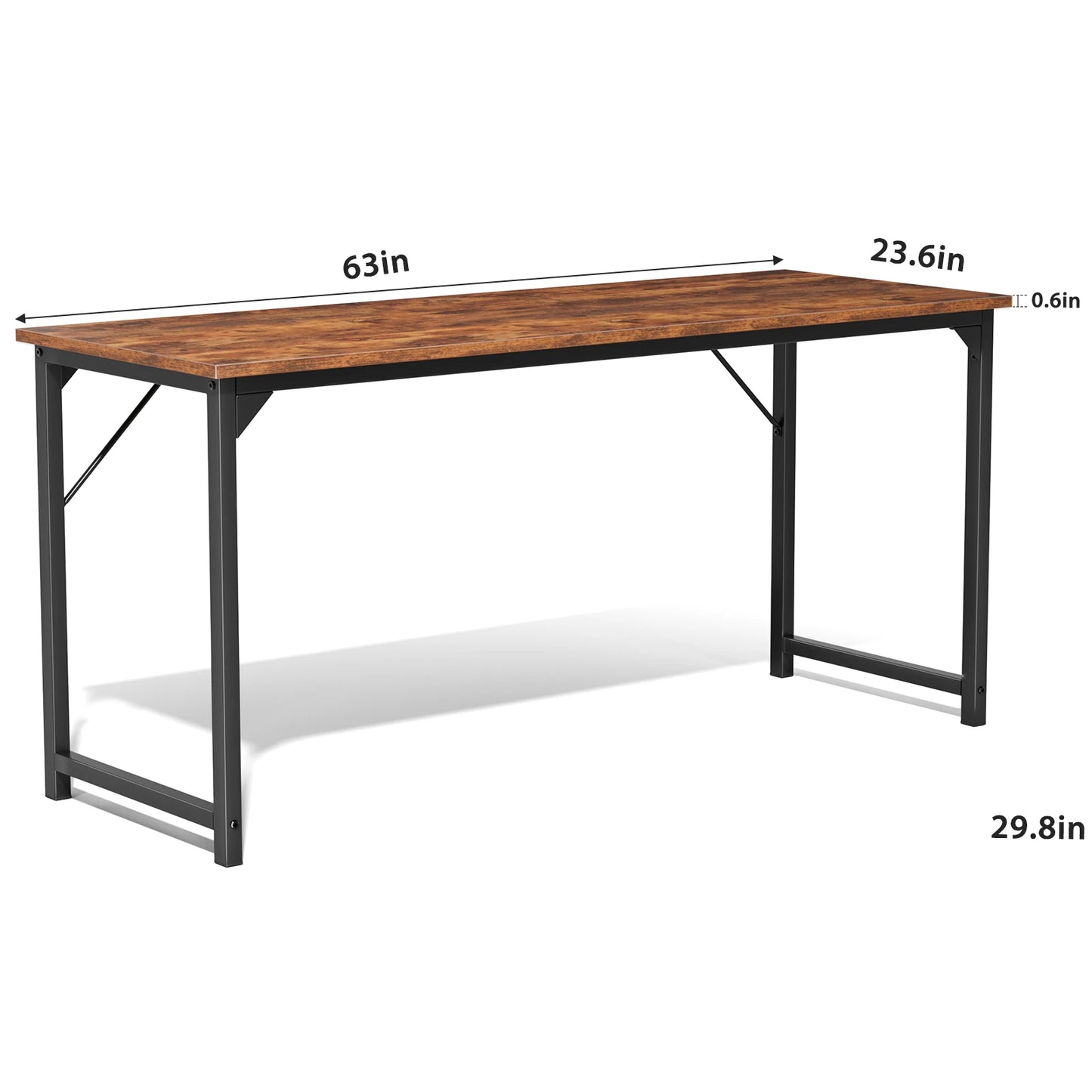 JHK Computer Desk Modern Wood Table With Metal Frame