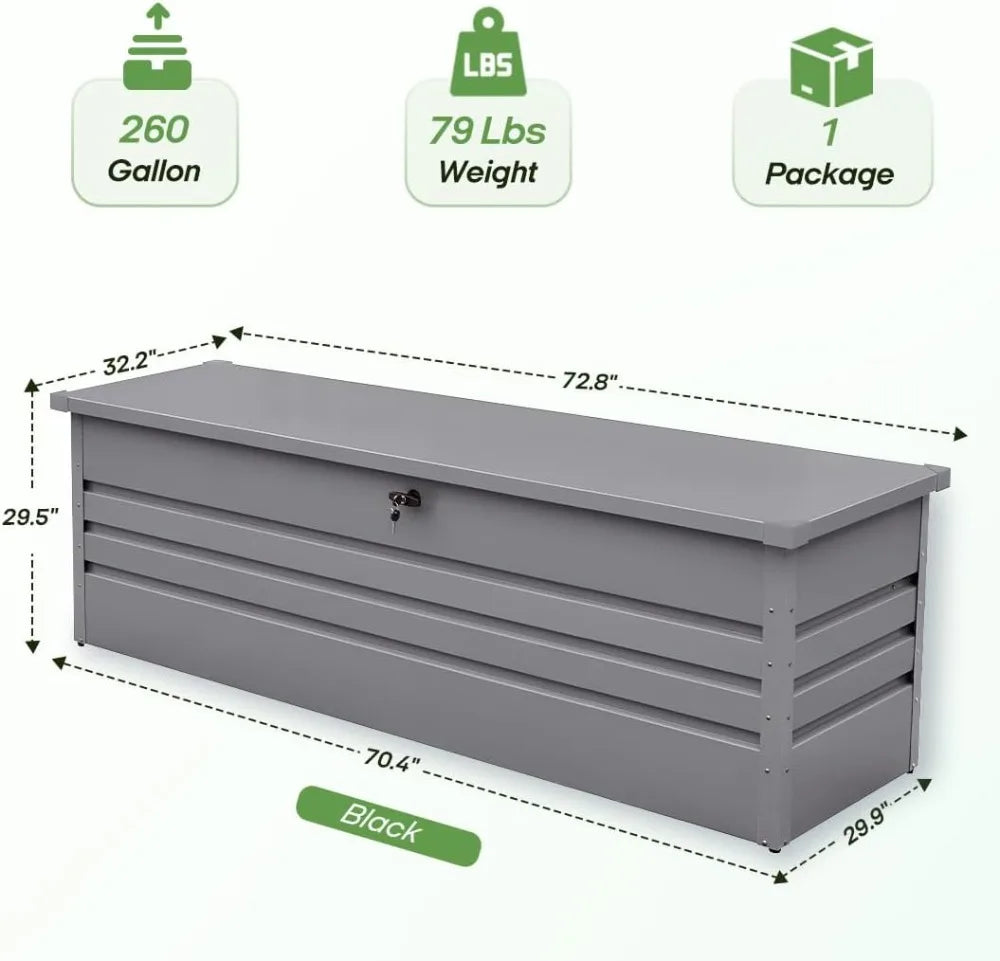 Outdoor Waterproof Metal Storage Box For Patio Tools And Gear