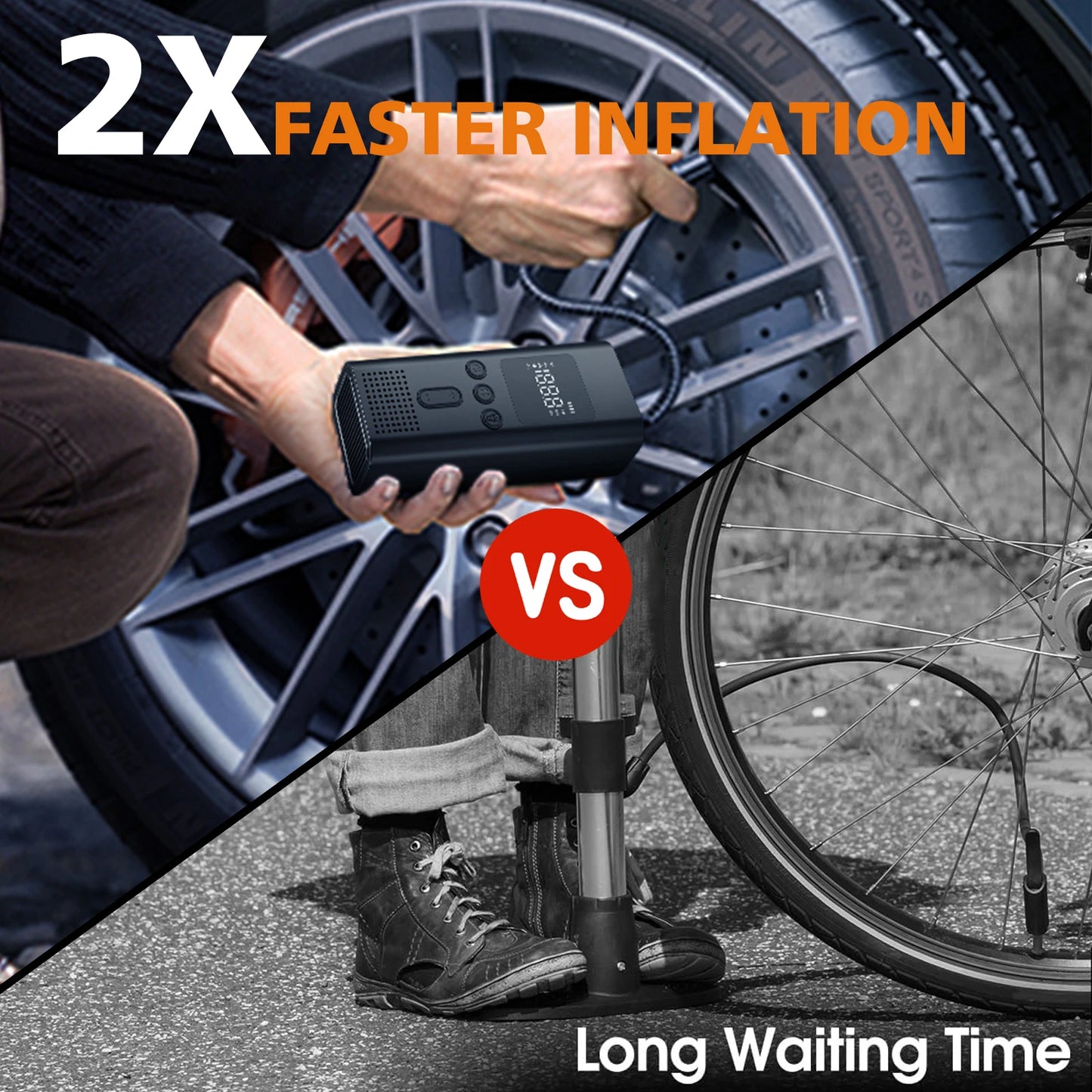 Portable Electric Bike Pump With Digital Display For Cycling