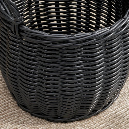 Resin Woven Wicker Basket With Handles For Storage