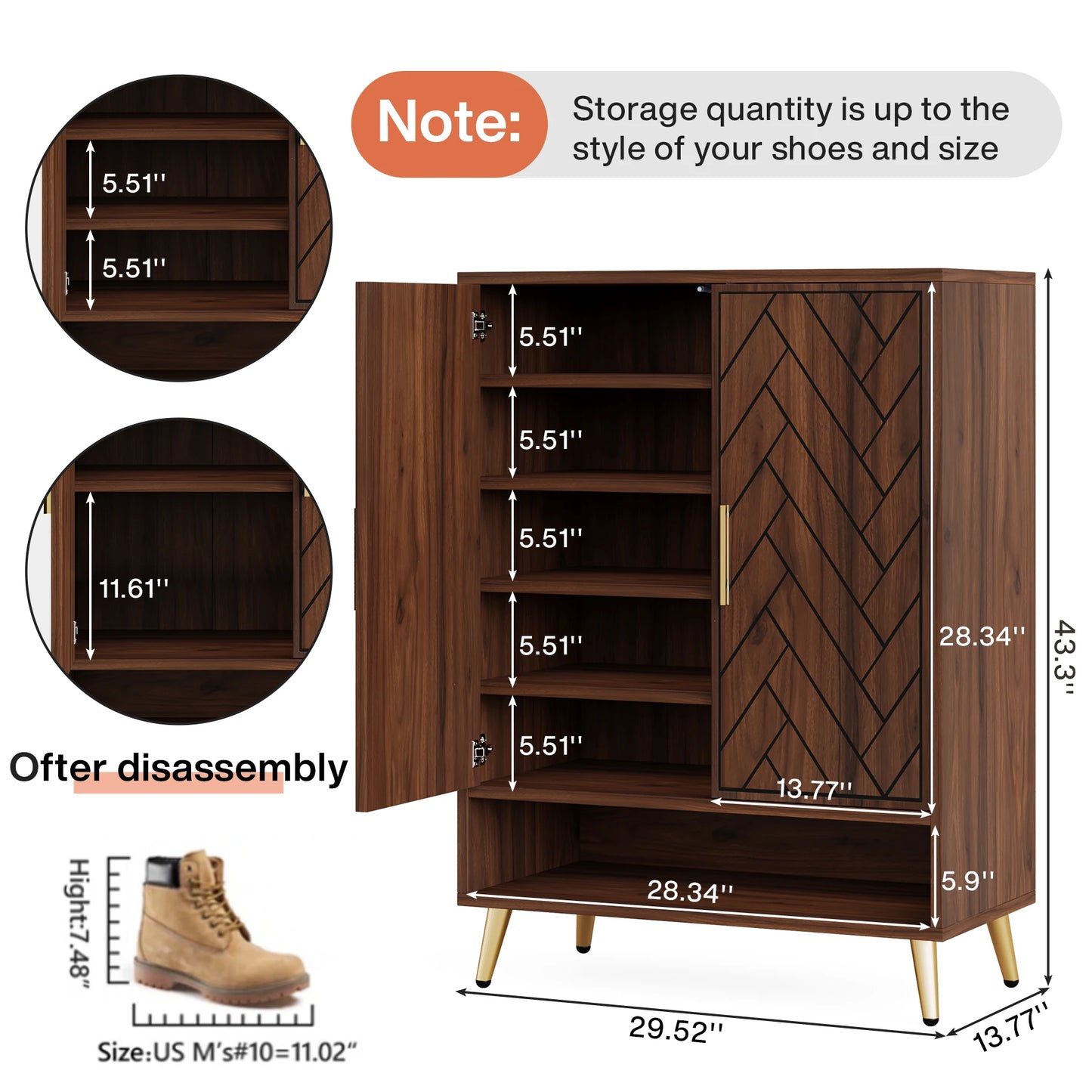 Tribesigns Six Tier Shoe Cabinet With Doors And Adjustable Shelves