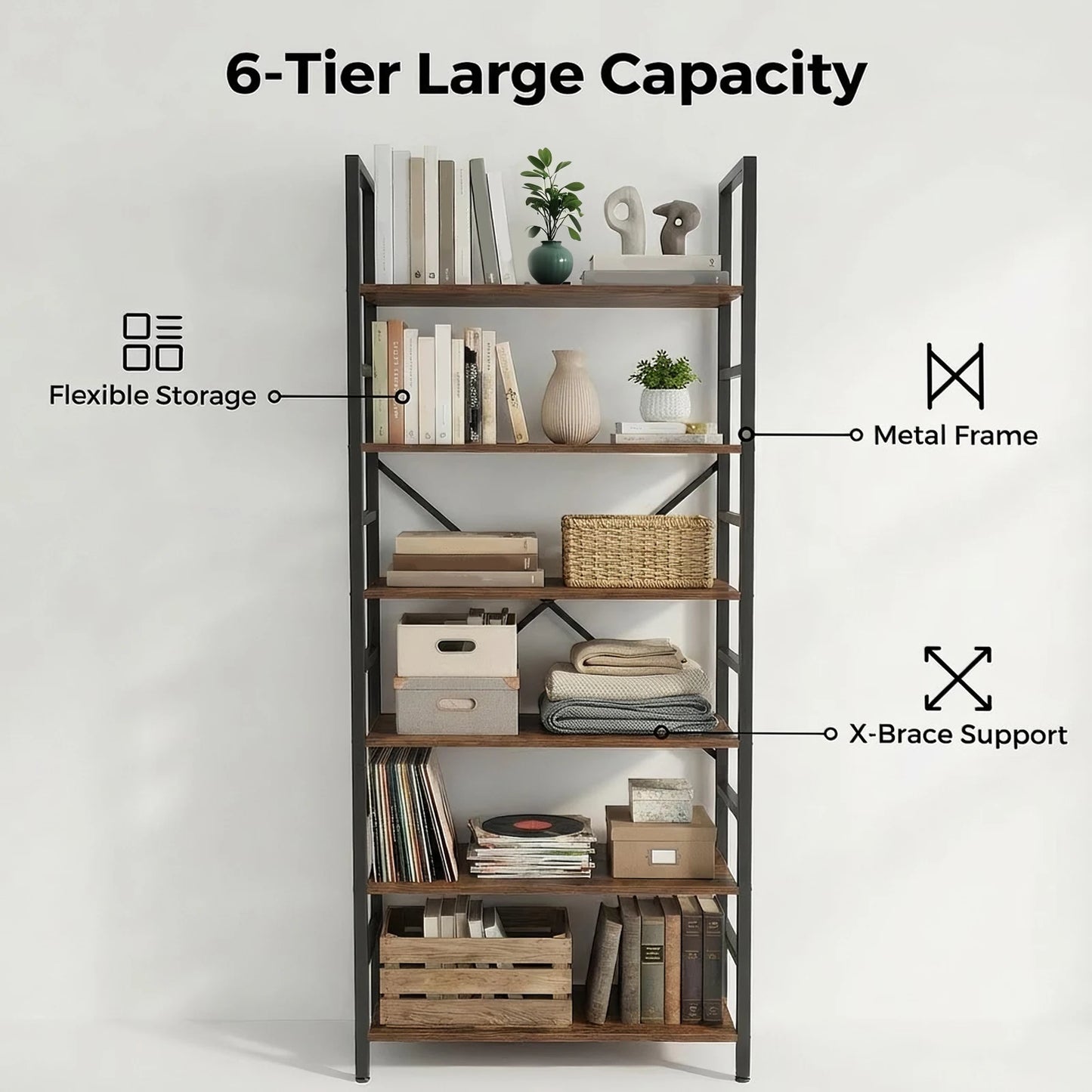 Tall Multi Tier Bookshelf Corner Organizer For Home And Garage