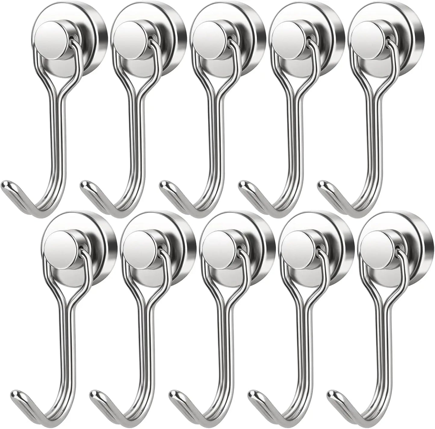 10-Pack 30lbs+ Magnetic Hooks, Heavy Duty Rare Earth for Garage, Grill & Fridge, Cruise Ship Essentials
