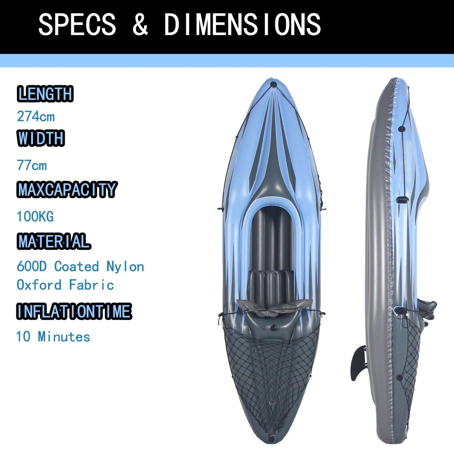 HHSJZWCY Inflatable One Person Kayak for Lakes and Rivers