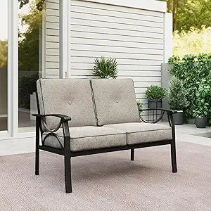 Aluminum Outdoor Patio Sofa, 3-Seat All-Weather Couch With Cushions