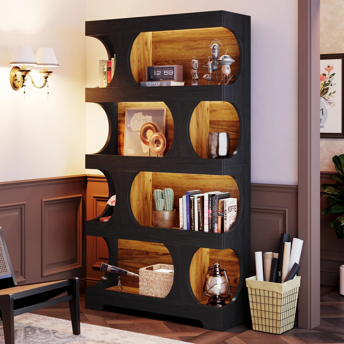 Tribesigns S Shaped 4-Tier Bookcase For Home Office Display