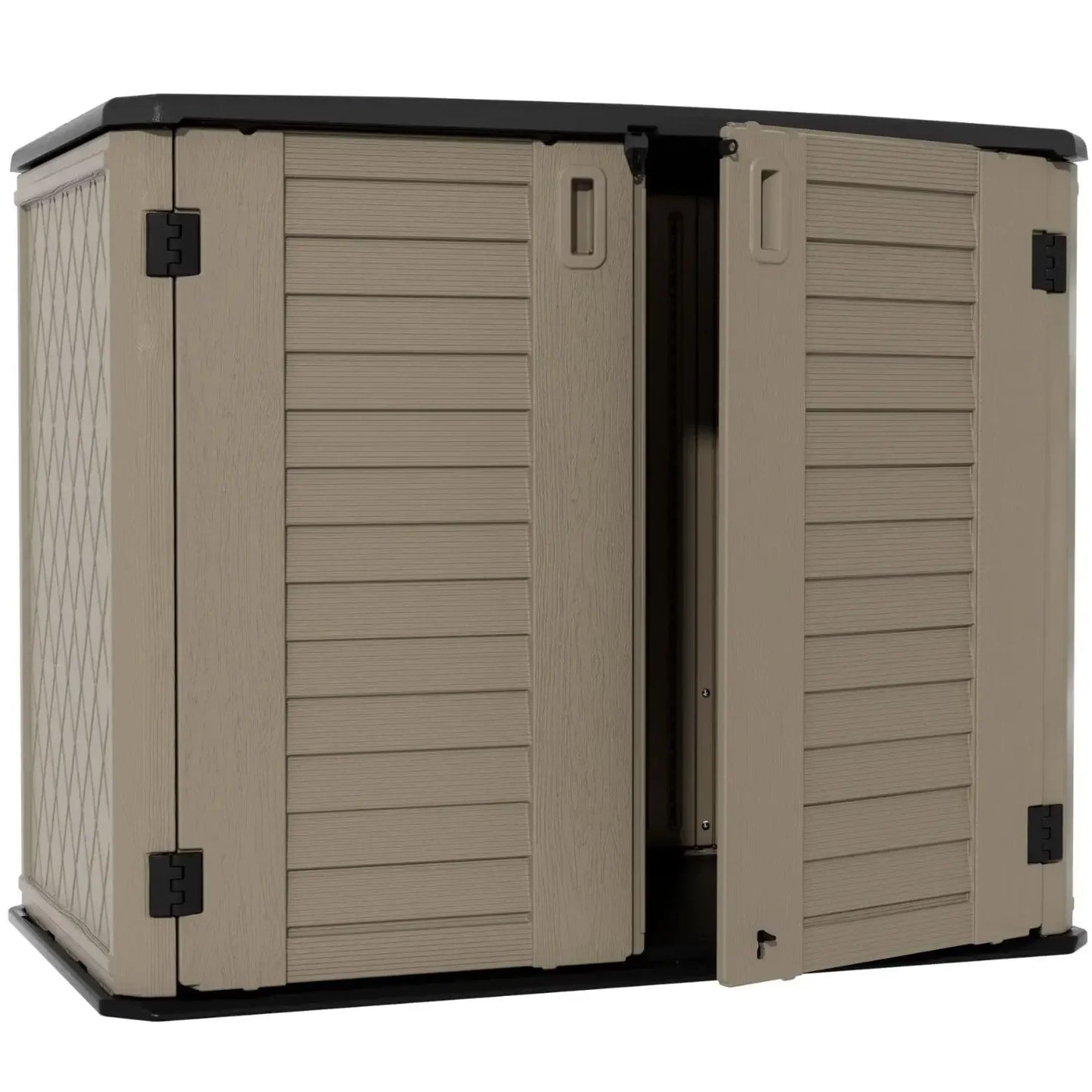 ZZM Large Outdoor Storage Shed, 48 Cu Ft Resin Versatile Storage Cabinet for Patio Accessories, Trash Cans &Garden Tools,Durable