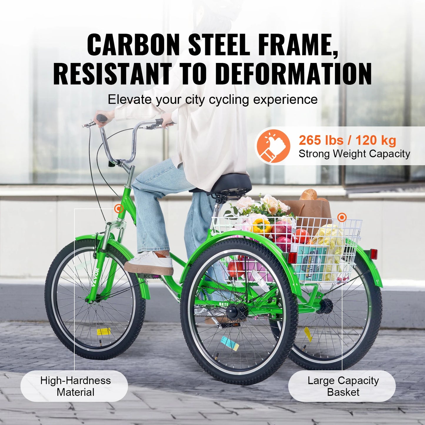 SucceBuy Steel Compact Adult Folding Tricycle For Stable Travel
