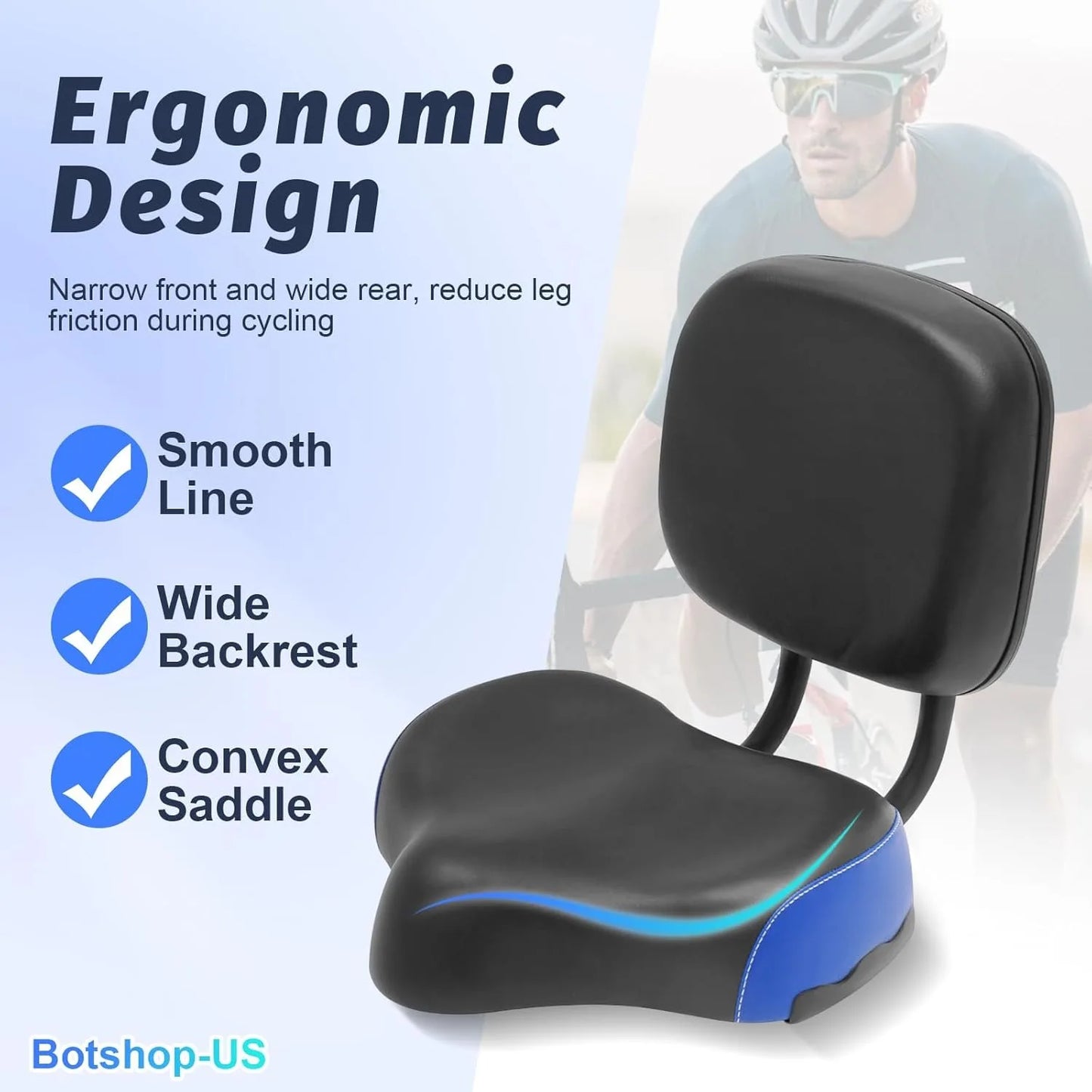 Comfortable Extra Wide Bike Seat With Soft Back Rest Cushion