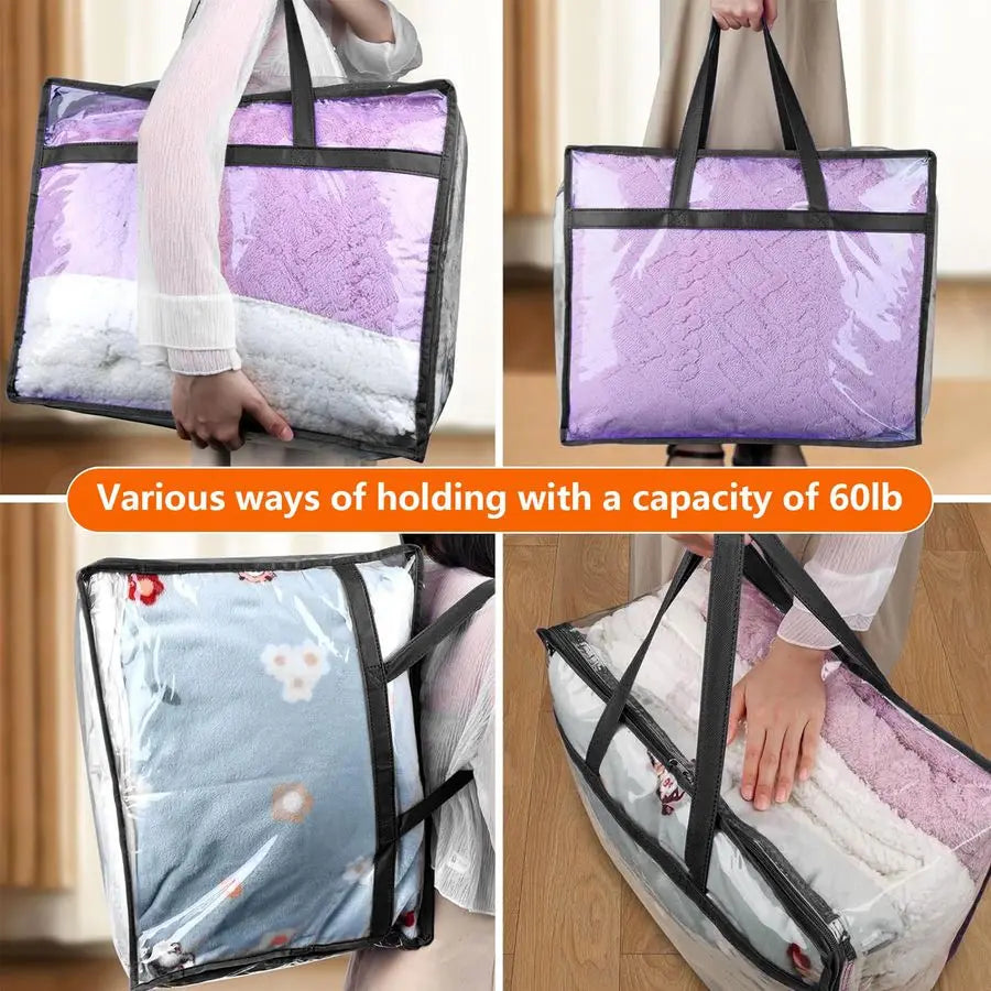 Clear Zippered Storage Bags For Clothes And Bedding Organizer