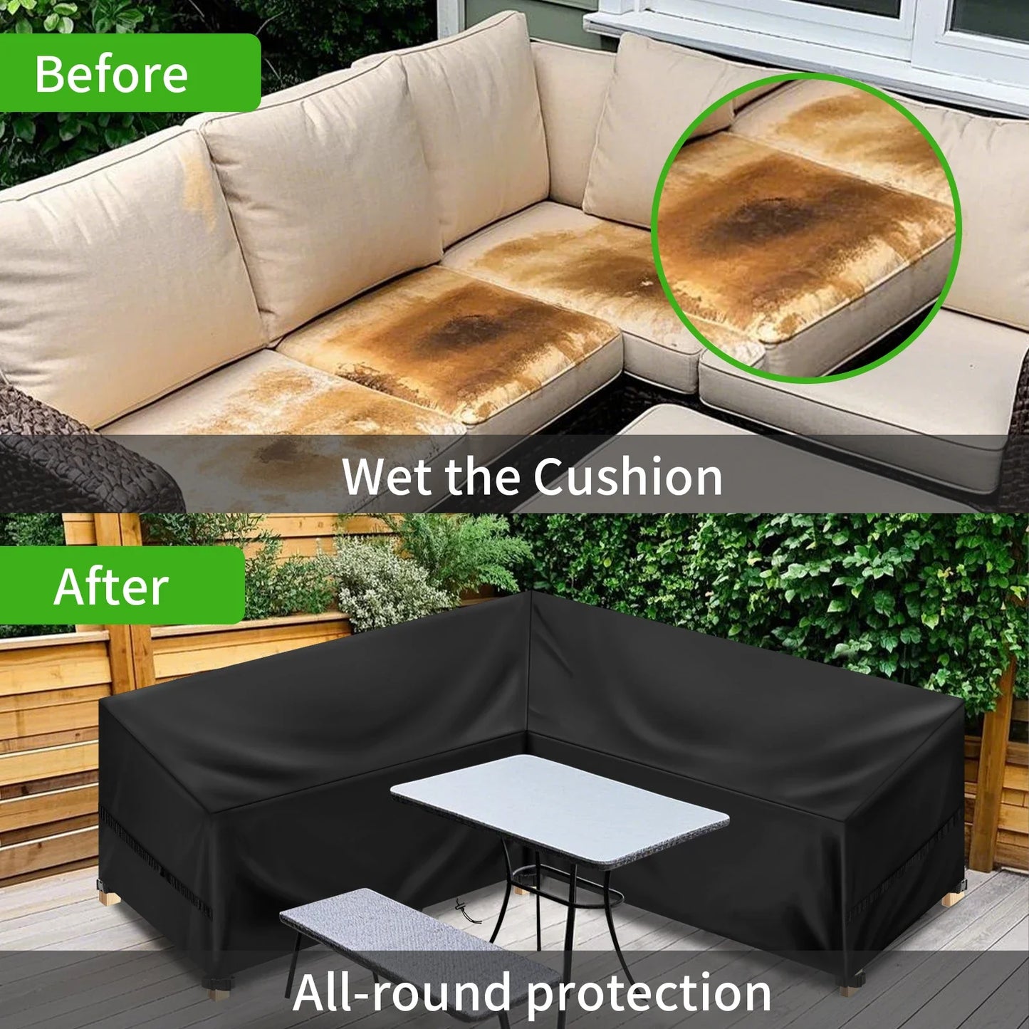 L Shape Outdoor Furniture Cover Waterproof Dustproof Mold Resistant