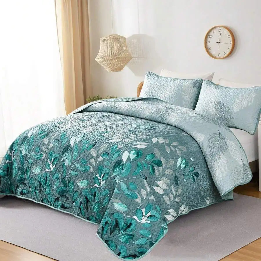 Yellow Paisley Quilt Set 3 Pieces Coverlet Bedding