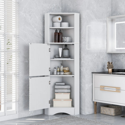 Tall Bathroom Corner Cabinet Freestanding With Adjustable Shelves