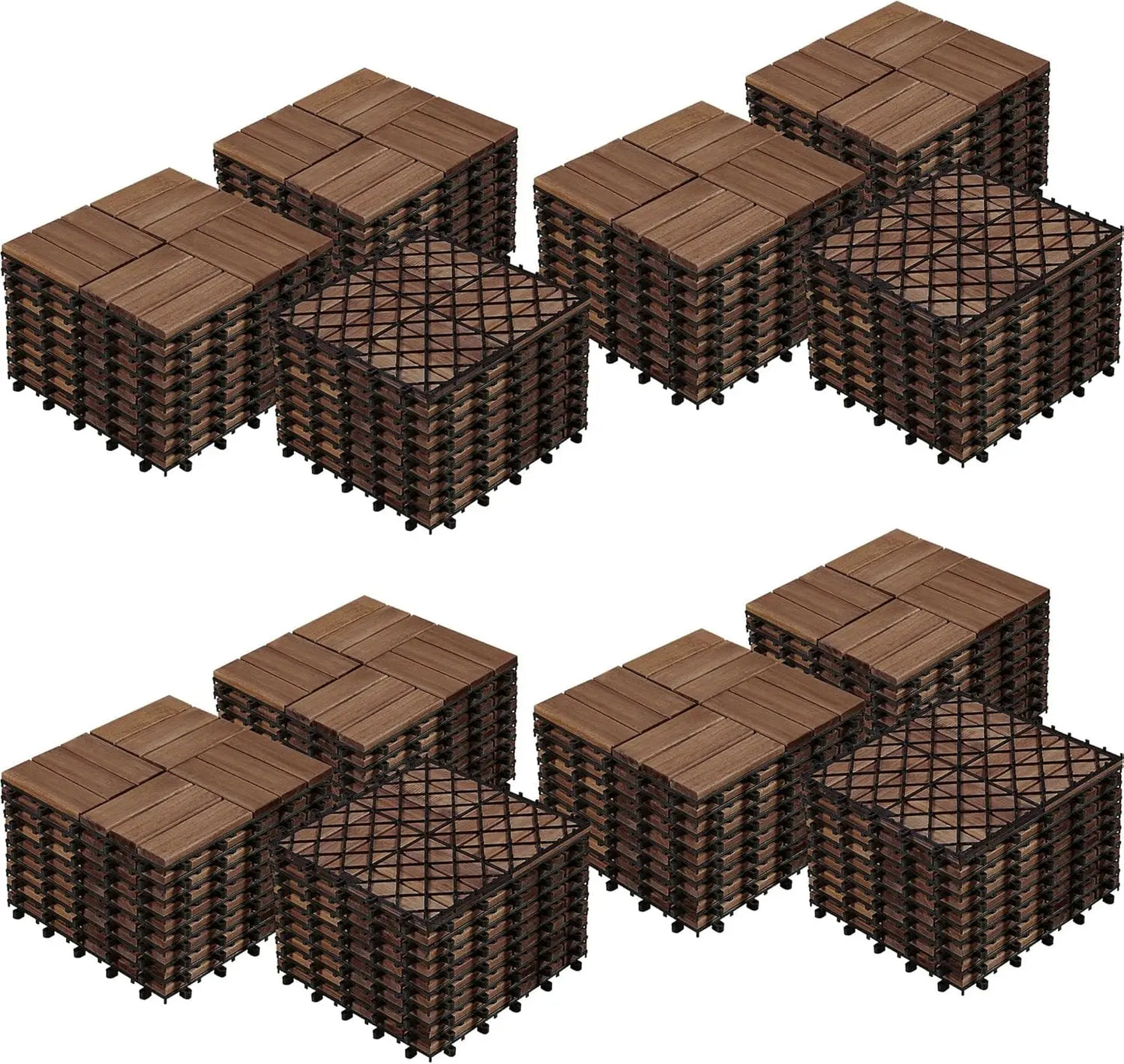 XMSJ Acacia Hardwood Interlocking Deck Tiles For Outdoor Patio Poolside