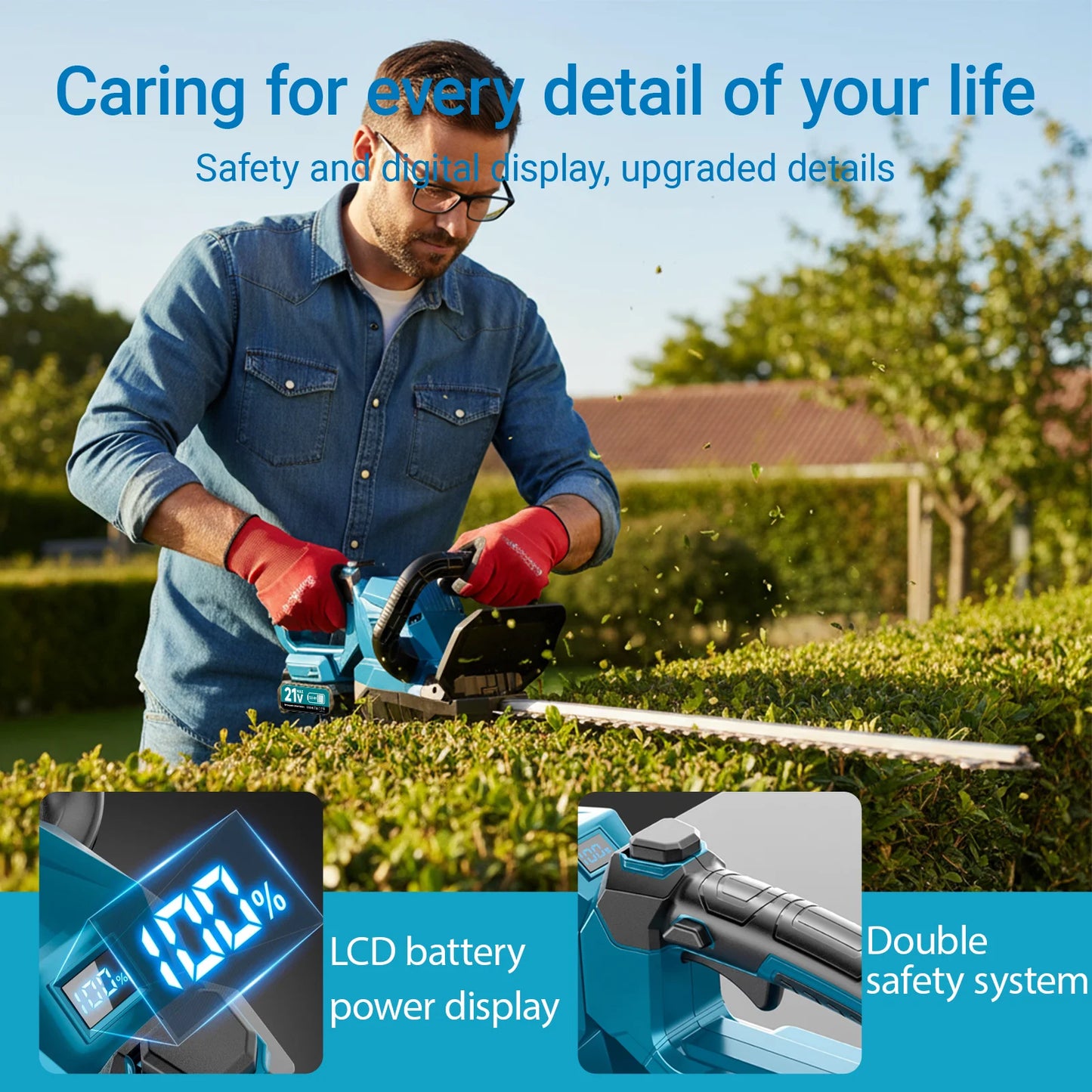 Xysd 20Inch Cordless Hedge Trimmer With Battery And Rotatable Head