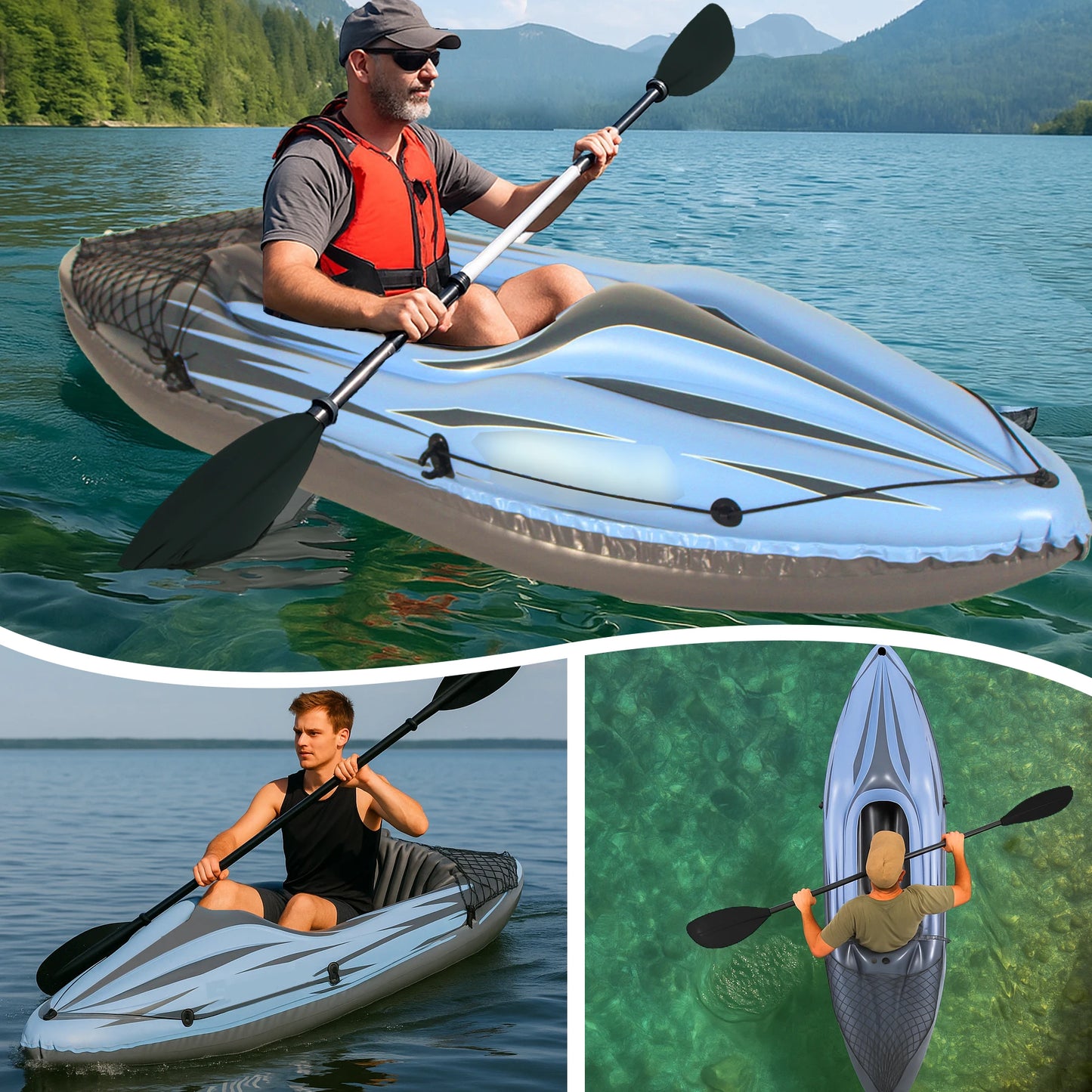 HHSJZWCY Inflatable One Person Kayak for Lakes and Rivers