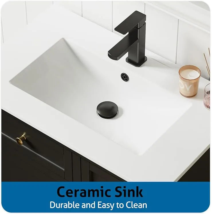 Classic Style Waterproof Wooden Bathroom Cabinet And Vanity