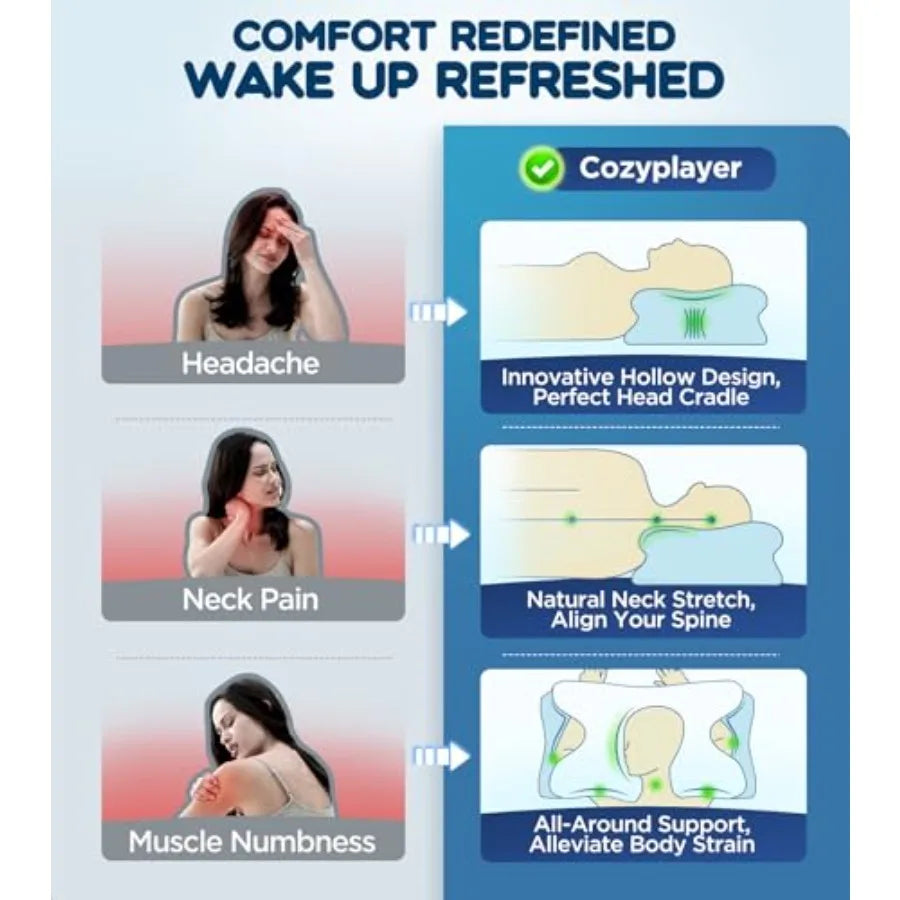 Odorless Cervical Neck Pillow for Pain Relief and Ergonomic Support