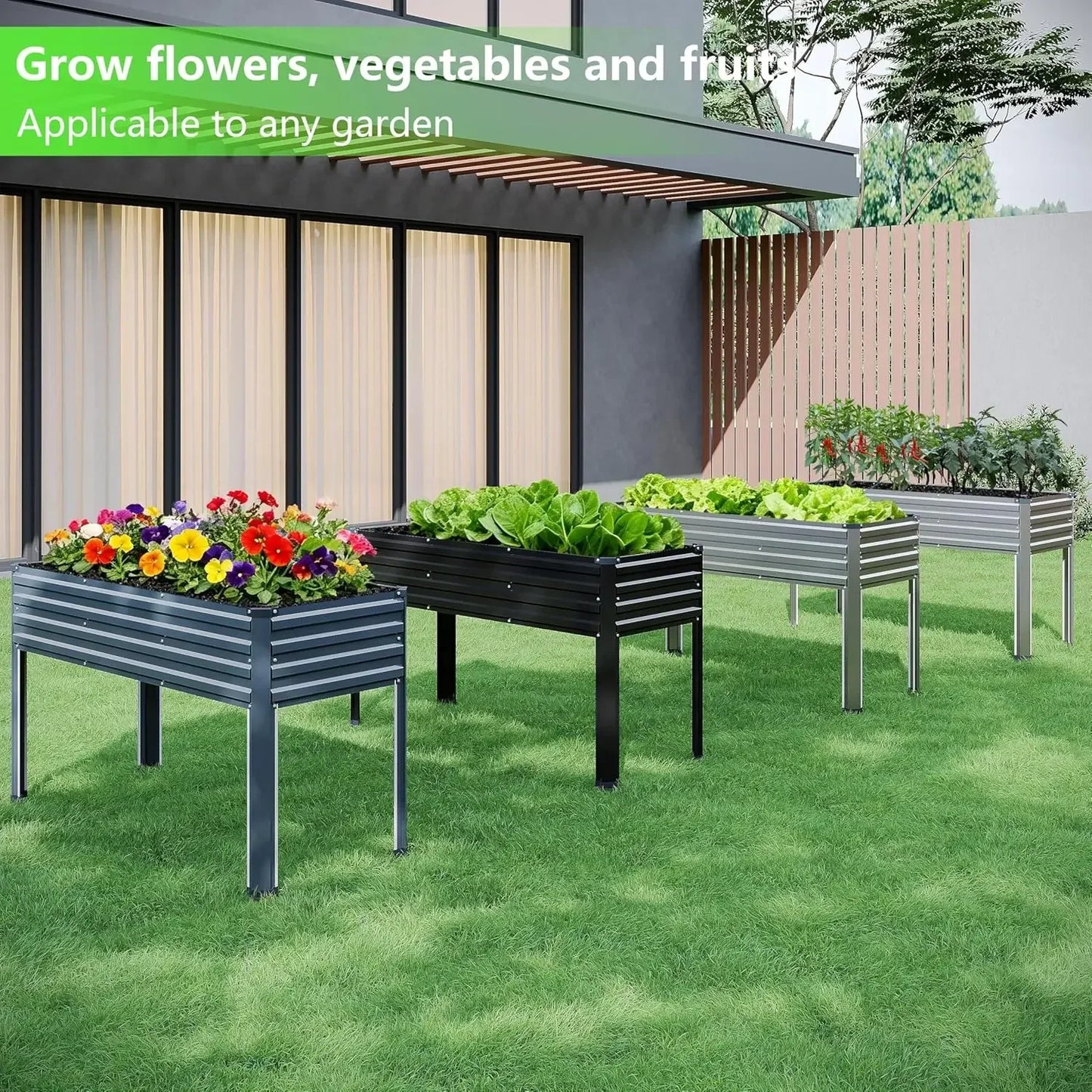Galvanized Metal Elevated Raised Garden Bed For Outdoor Use