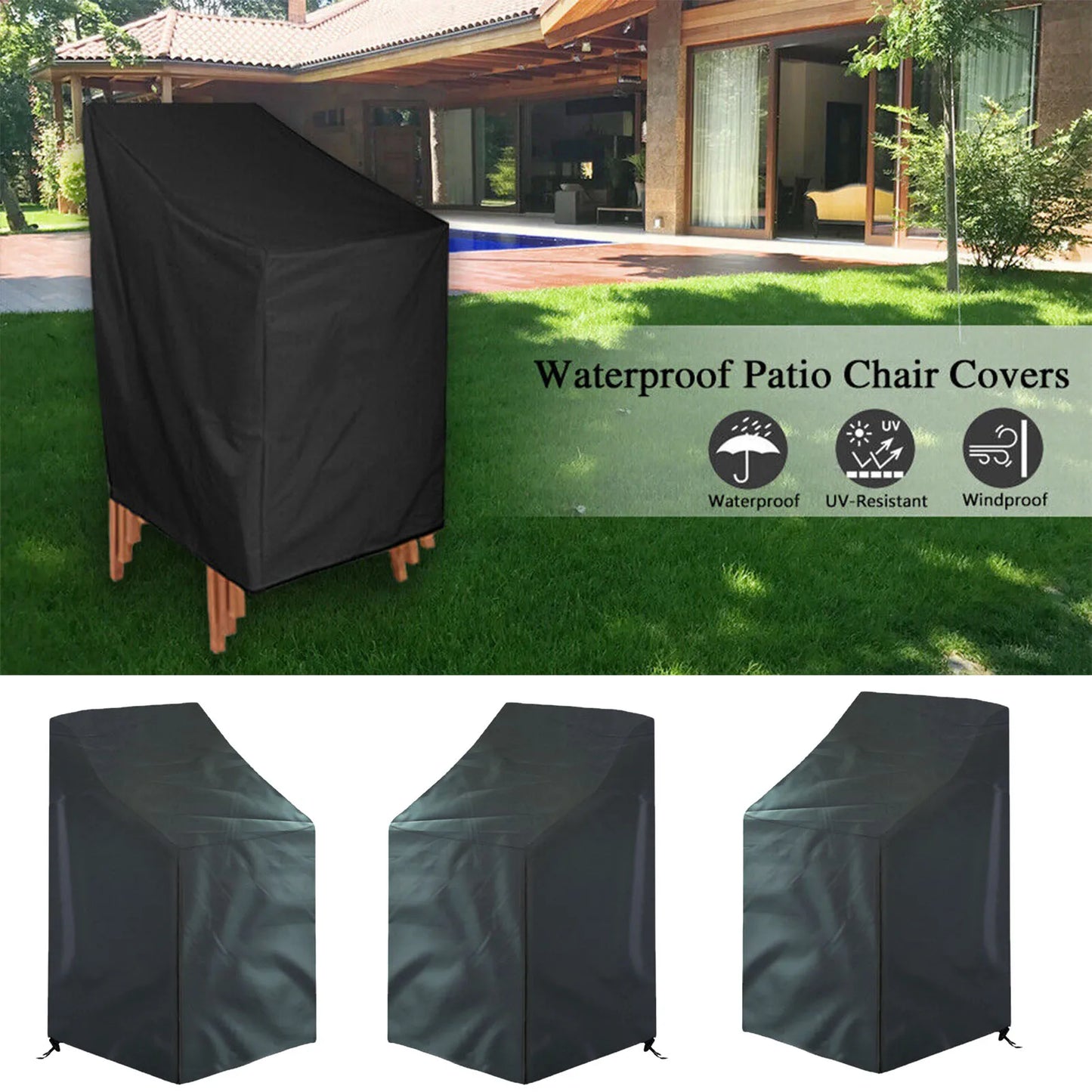 201512802 Waterproof Patio Chair Cover For Outdoor Ottomans