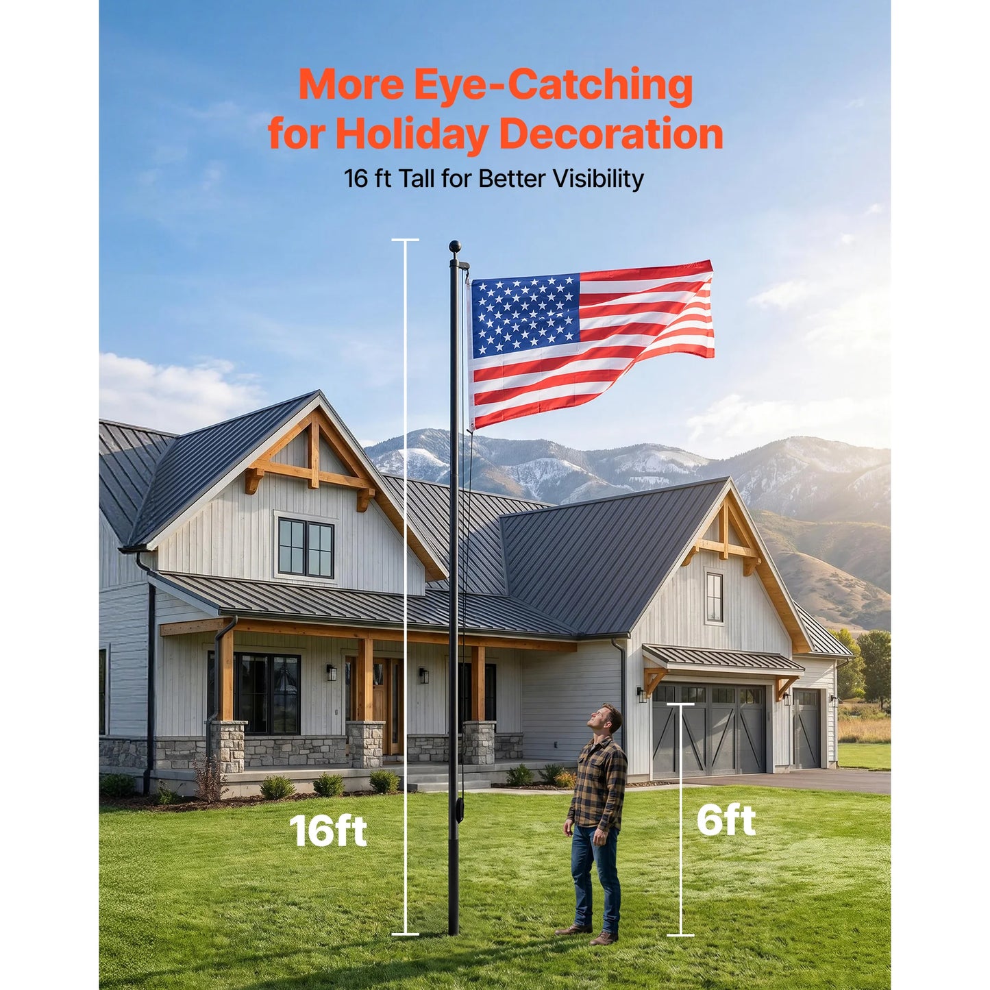 VEVOR Aluminum Flag Pole Kit for Yard With American Flag