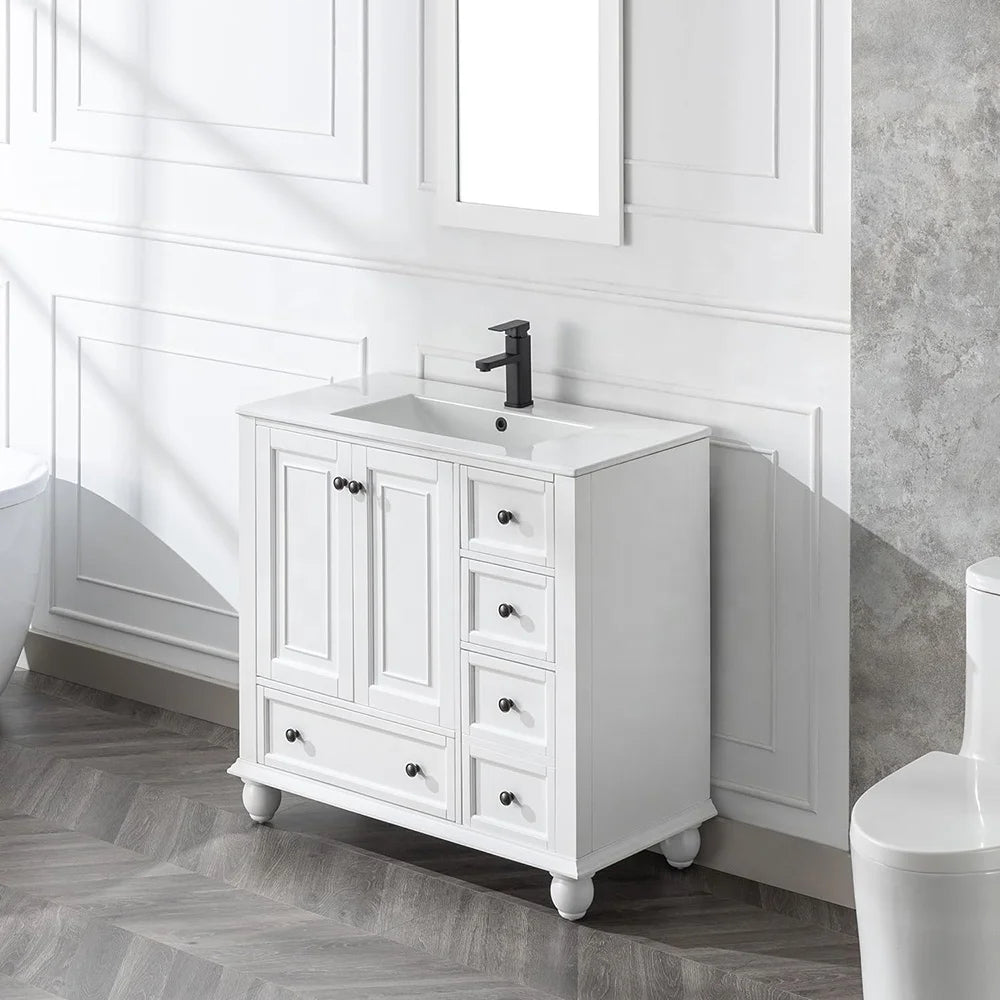 Classic Style Waterproof Wooden Bathroom Cabinet And Vanity