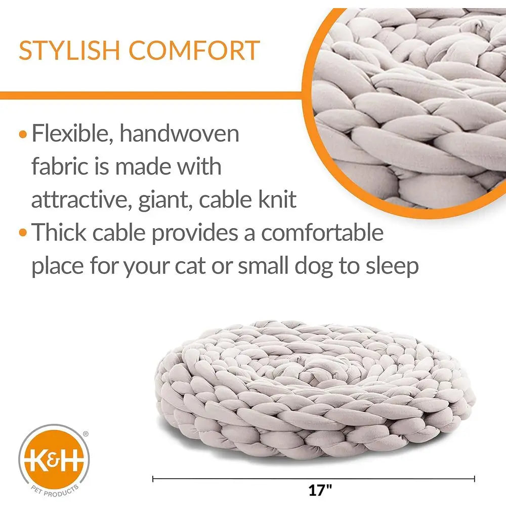 Handwoven Round Knitted Polyester Cat Bed For Small Pets