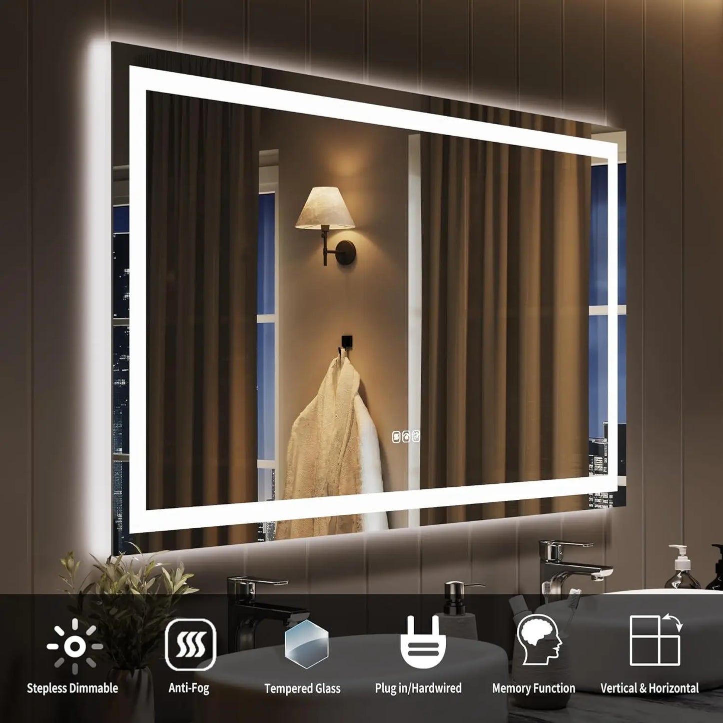 Twister.Ck Wall Mounted Frameless Front And Backlit Bathroom Mirror
