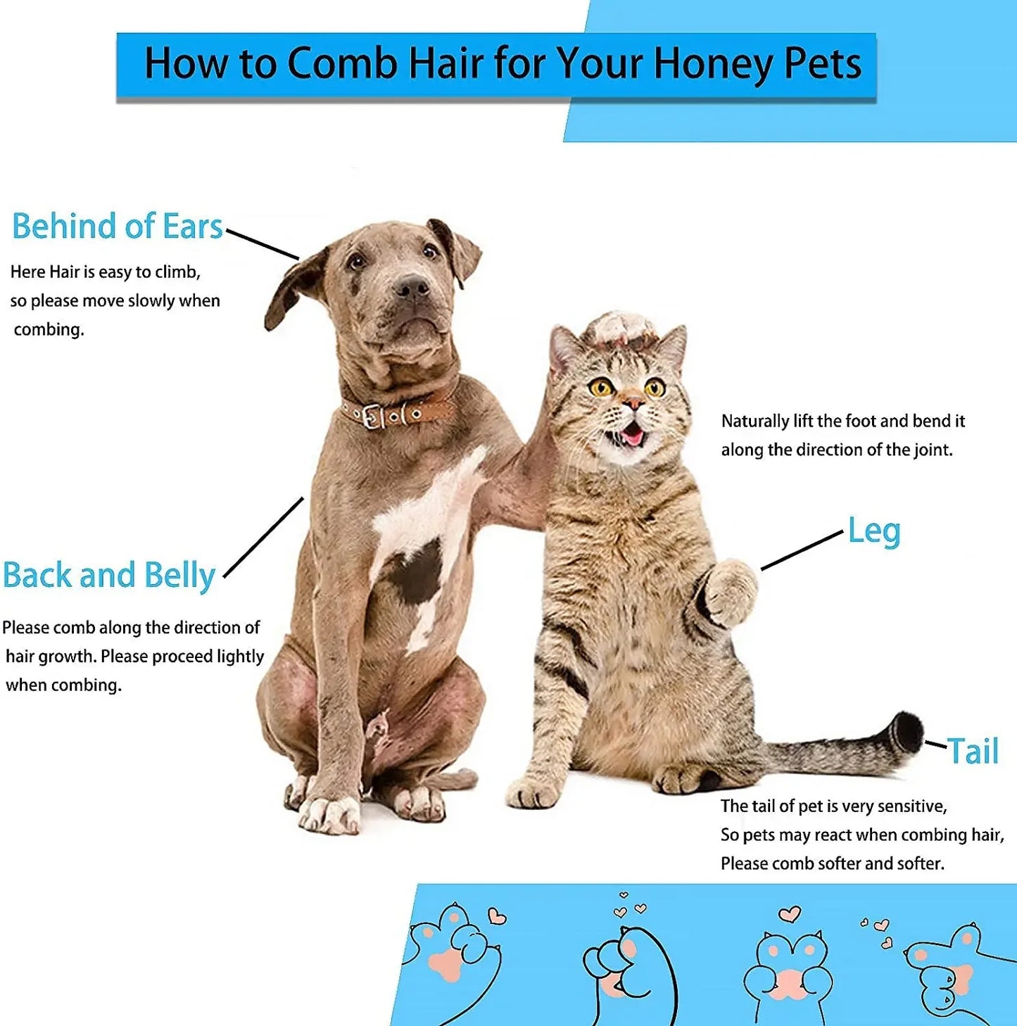 Dog Hair Remover Brush For Cats And Dogs Grooming Comb
