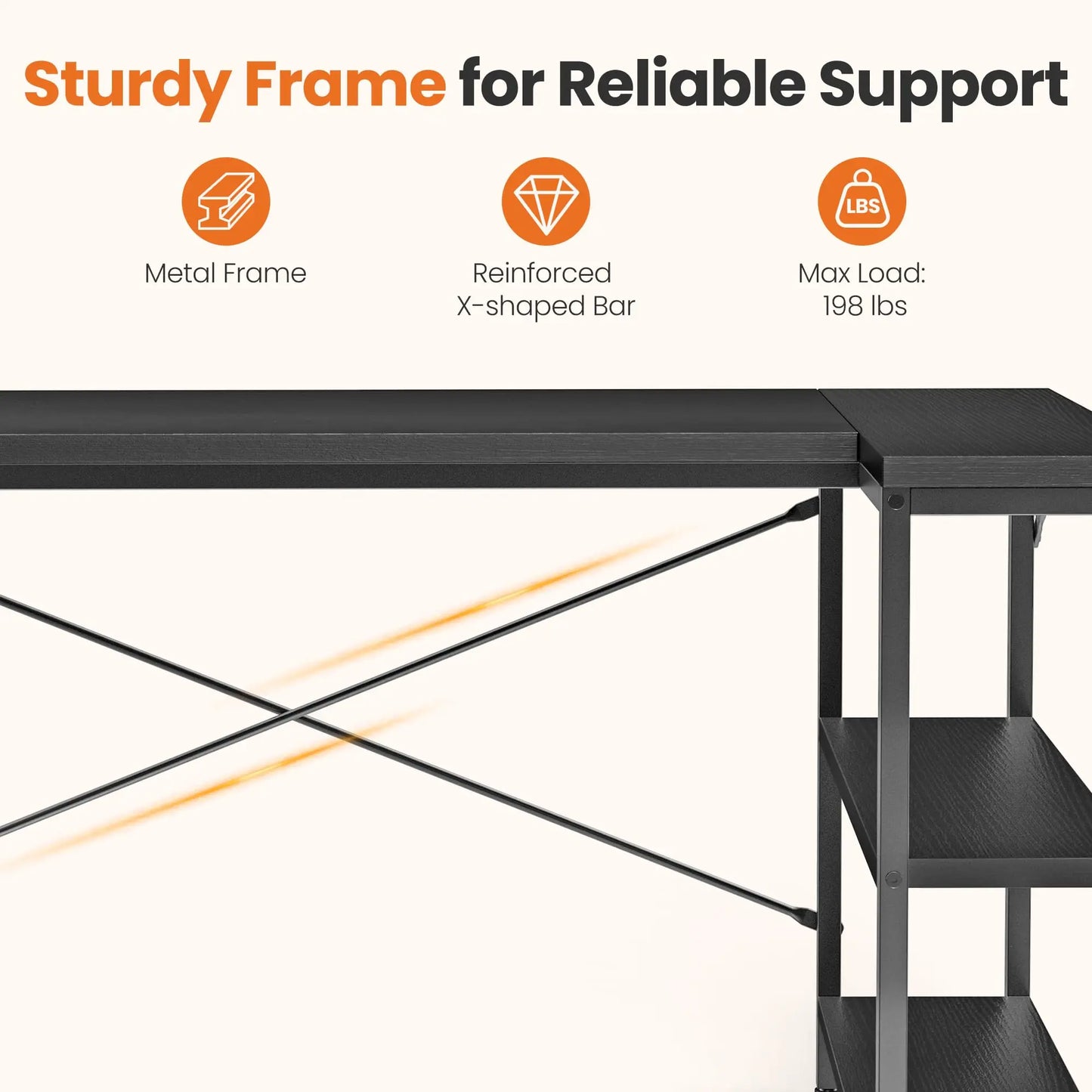 JHK L Shaped Desk Computer Desk With Reversible Storage Shelves