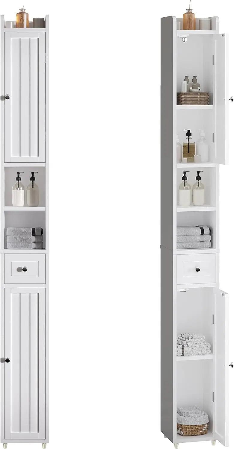 Xiuwo Narrow Freestanding Bathroom Storage Cabinet With Adjustable Shelves