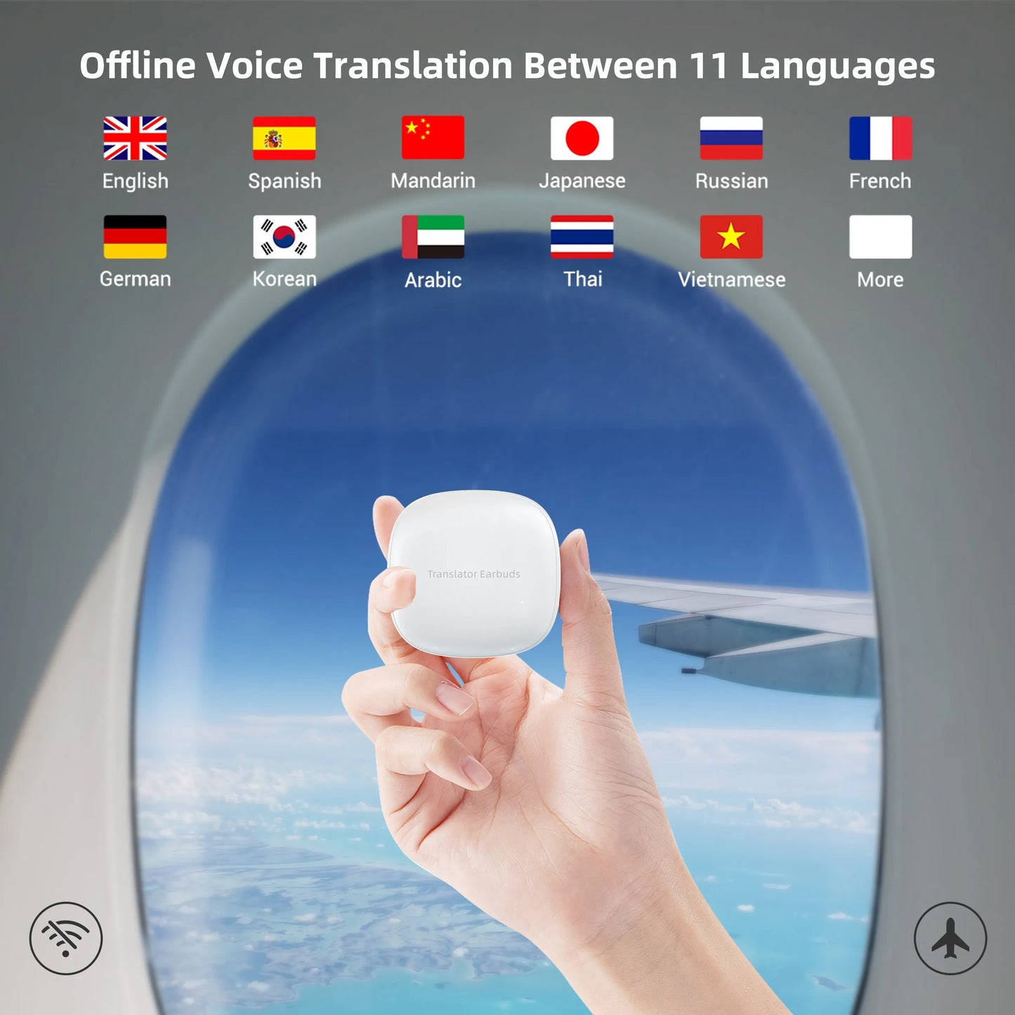 Wooask M3 Translator Earbuds Two-Way Real-Time Translator