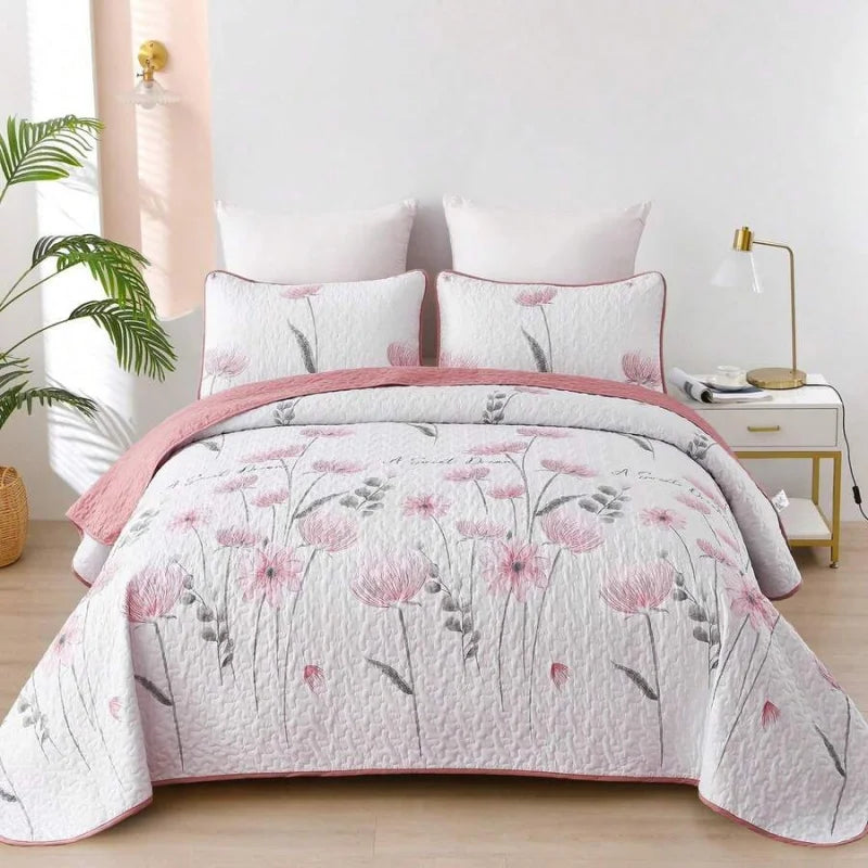Yellow Paisley Quilt Set 3 Pieces Coverlet Bedding