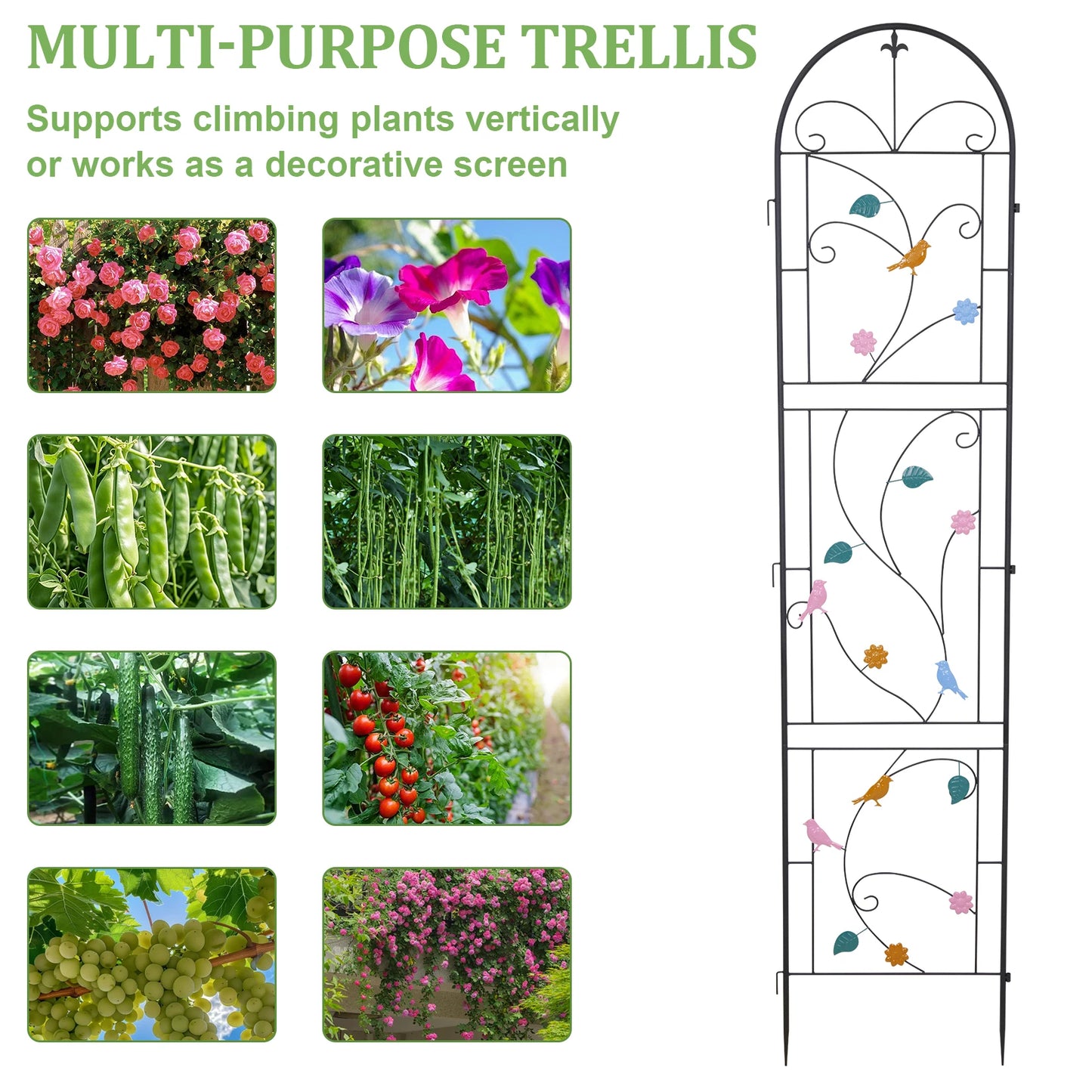 2 Pack Metal Garden Trellis For Outdoor Plant Fence Support