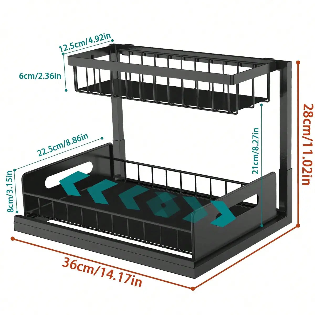 Two-Tier Under-Sink Organizer Rack for Cabinets and Bathrooms