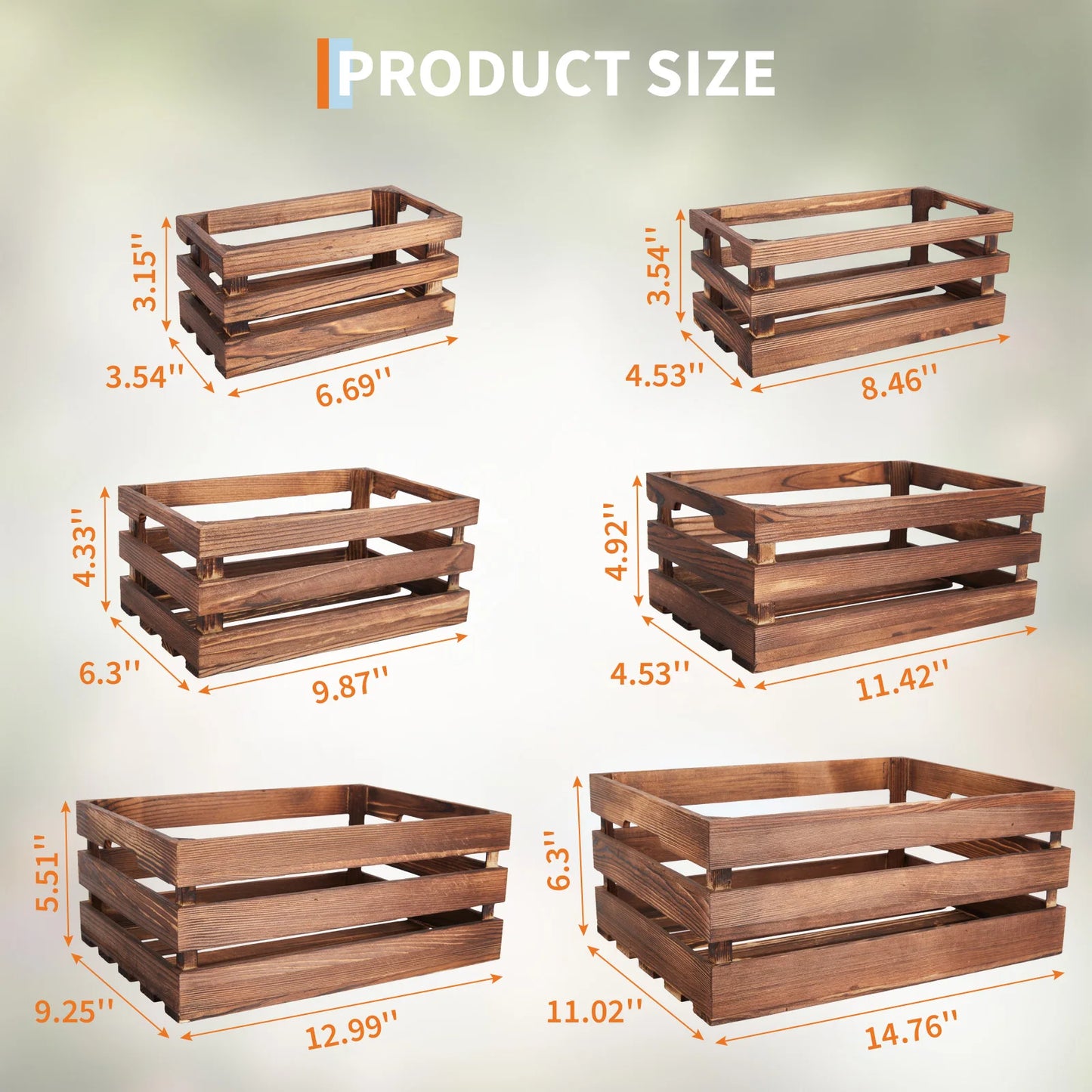 HiMISS 5 Pack Wooden Storage Crates Rustic Farmhouse Decor